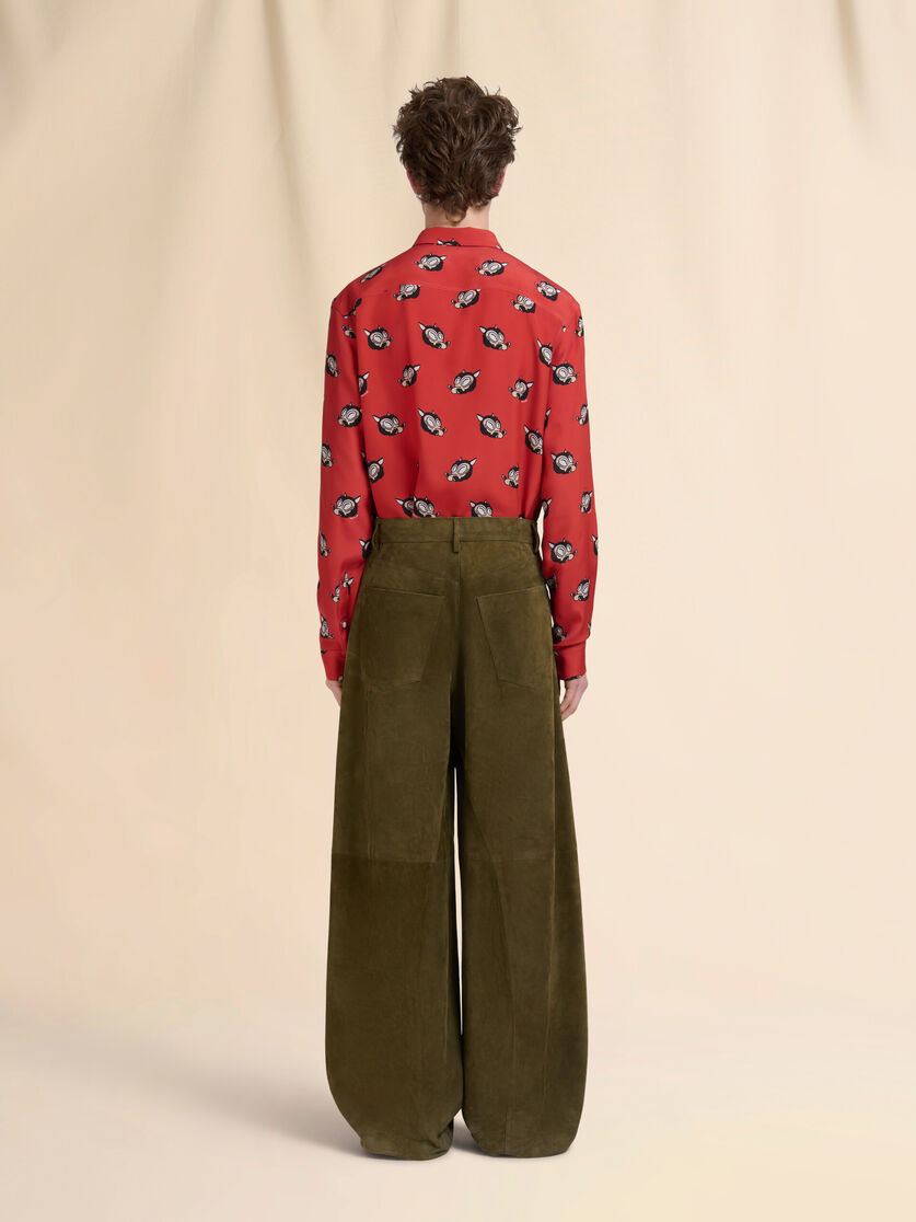 DEEP GREEN SUEDE TROUSERS - 3
