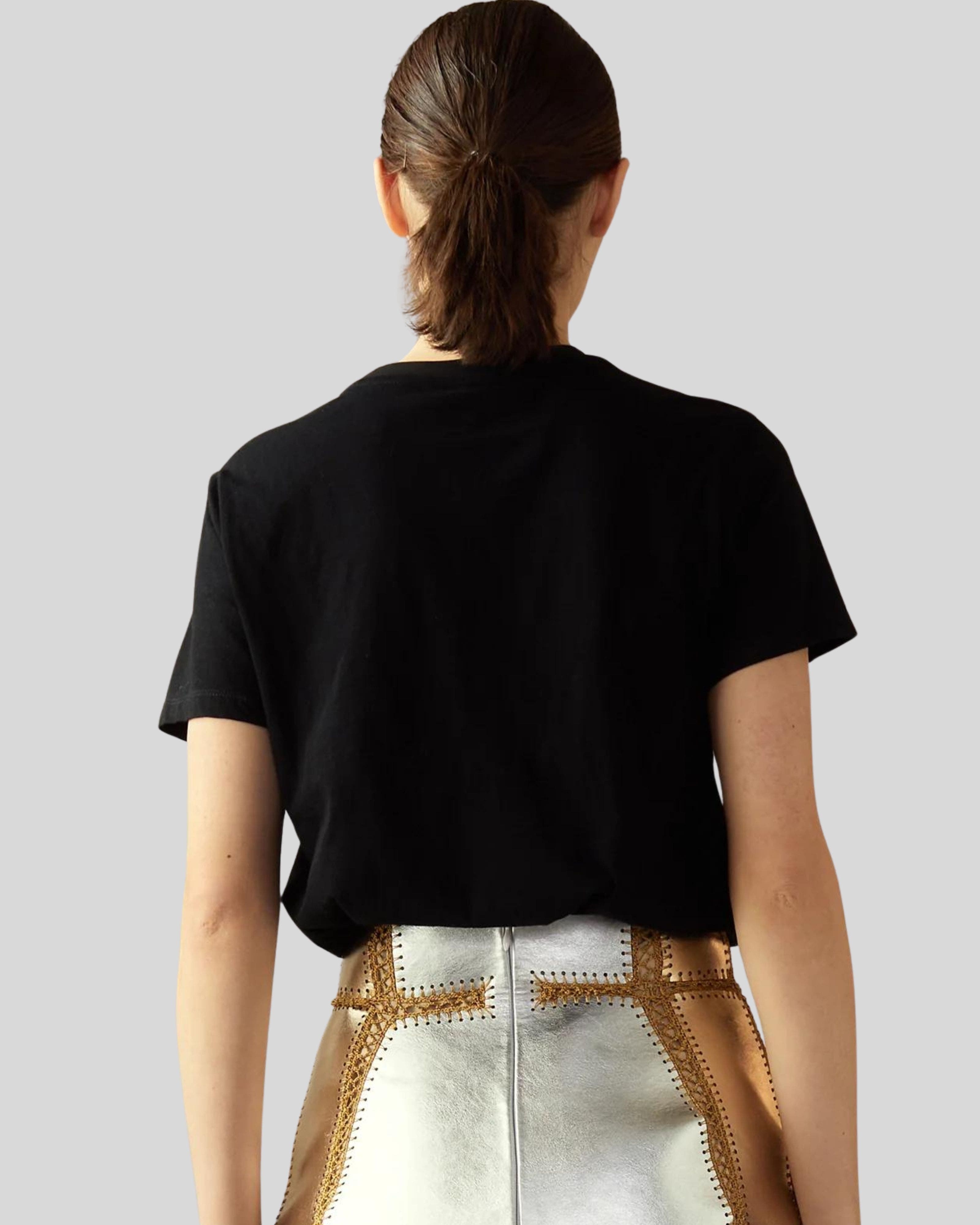 Cynthia Rowley Metallic Bow Tee in Black at Nordstrom - 3