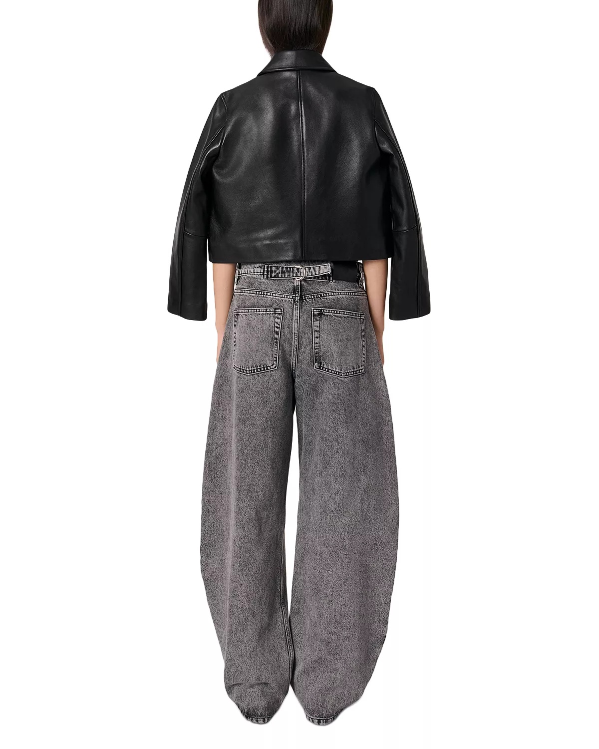 High Rise Balloon Leg Jeans in Grey - 8