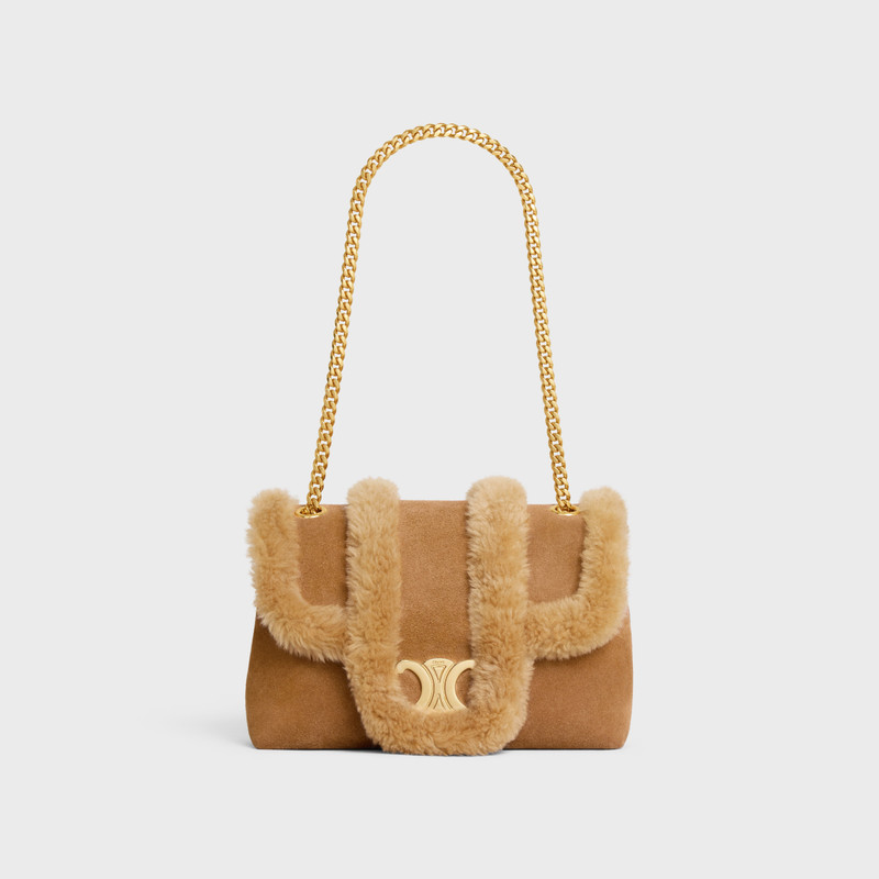 Medium Celine Victoire Bag in SUEDE CALFSKIN AND SHEARLING 6