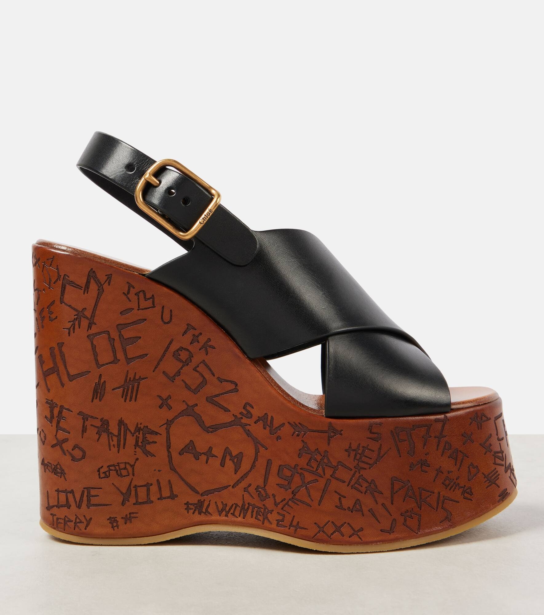 Maxime leather wedge sandals - 5