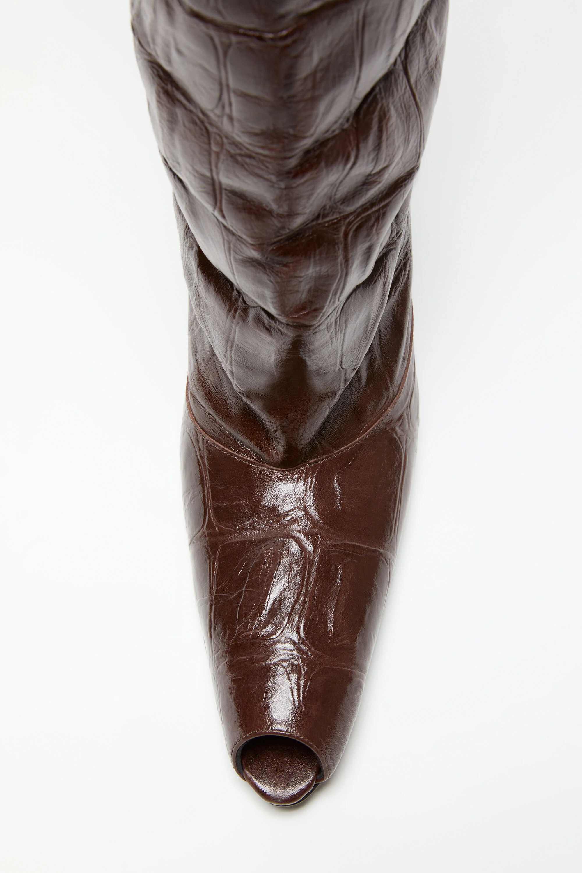 Leather boots open toe - Chocolate brown - 4