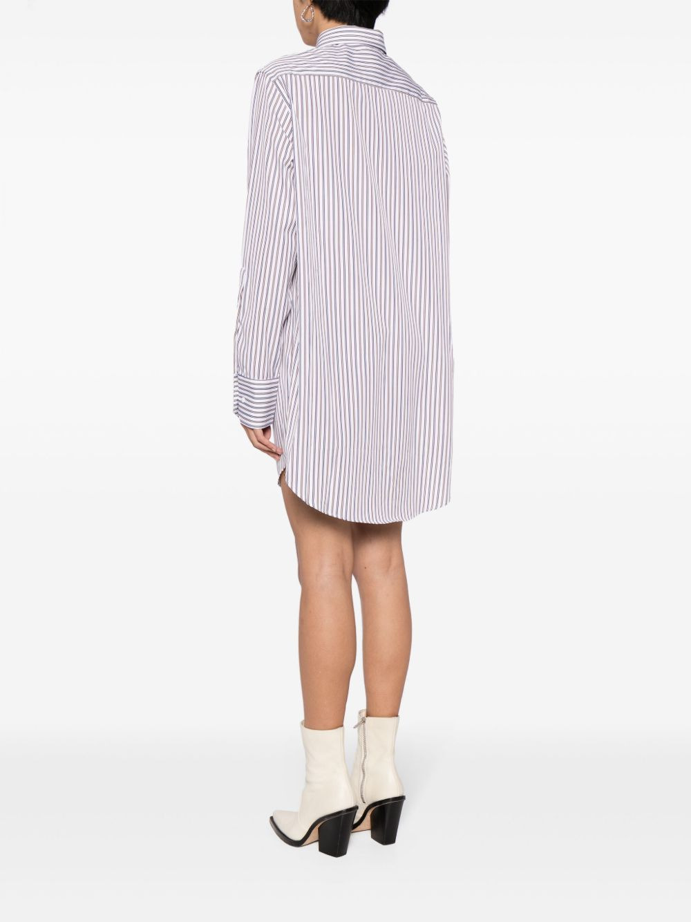 striped cotton shirt dress - 4