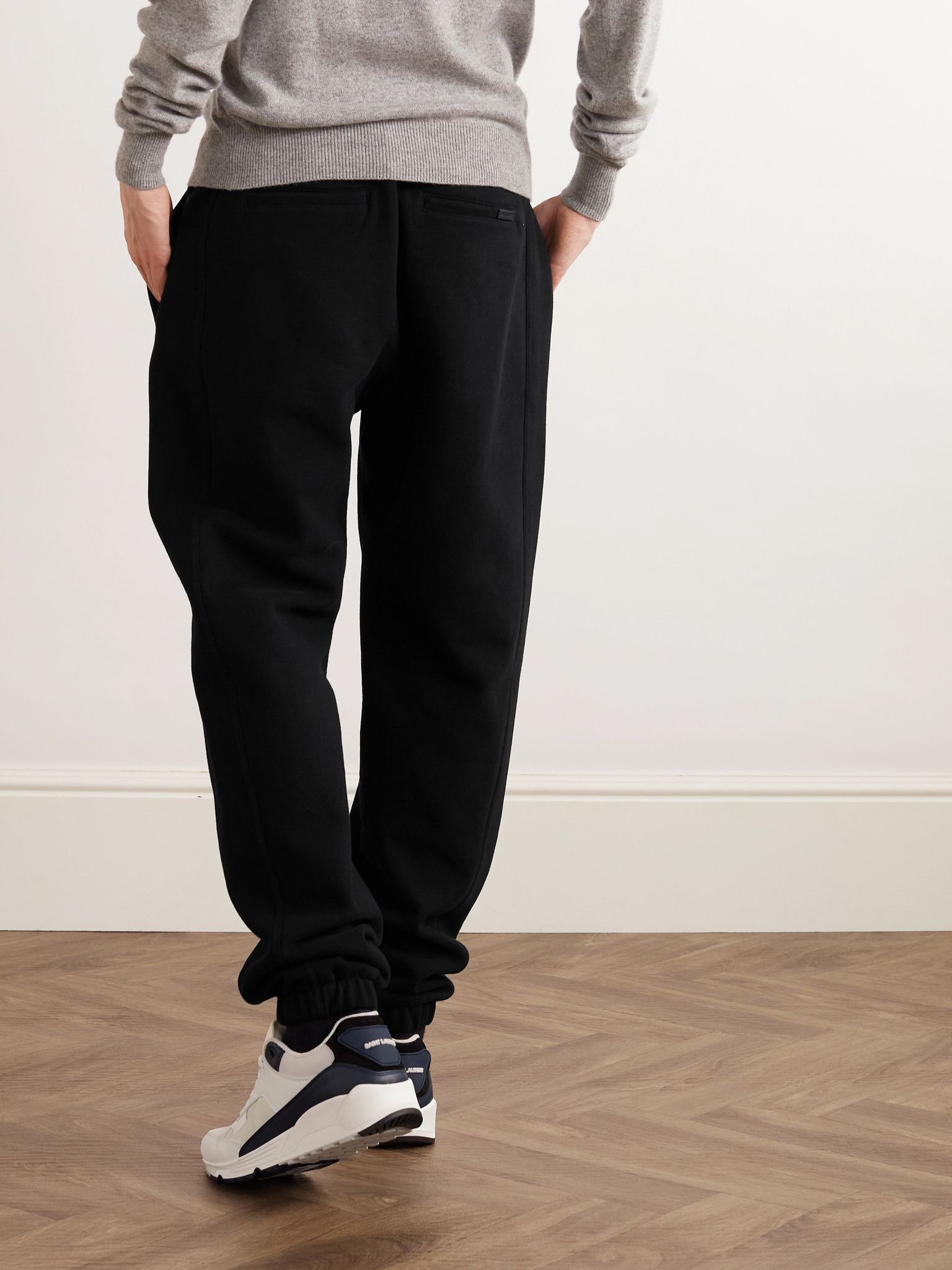 Tapered Logo-Embroidered Cotton-Jersey Sweatpants Black - 3