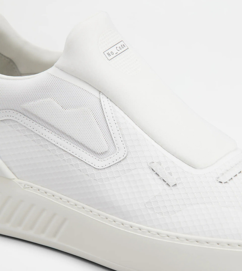 NO_CODE X SLIP-ON SHOES IN TECHNICAL FABRIC AND LEATHER - WHITE 5