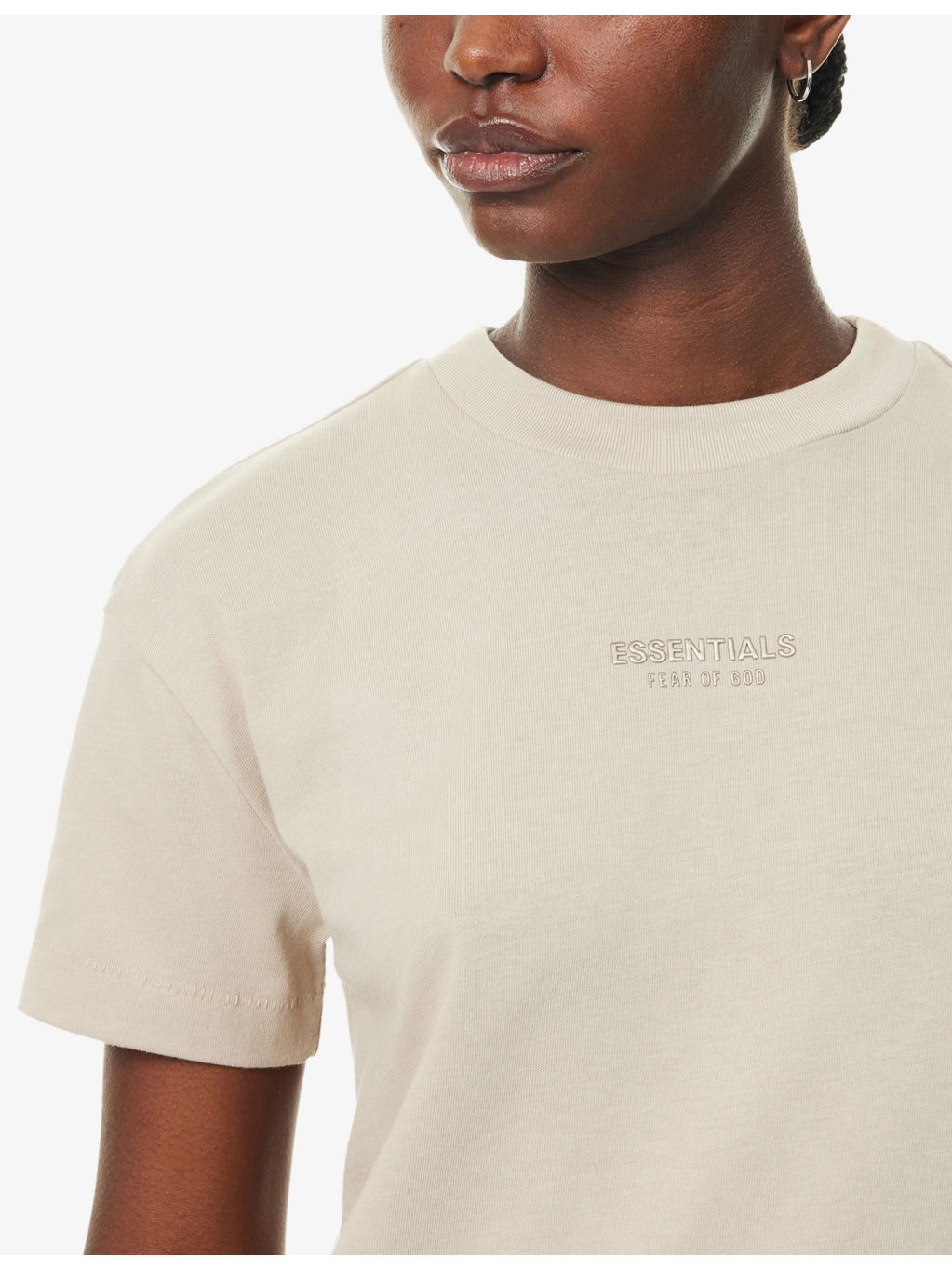Embossed-Branding Round-Neck Cotton-Blend T-Shirt - 5