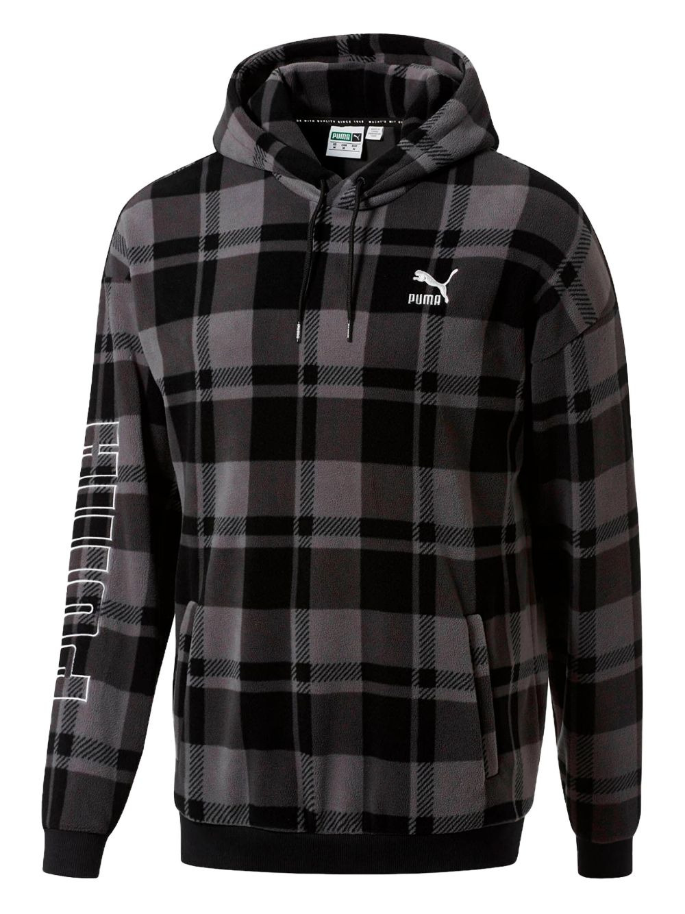 check-pattern drawstring hoodie - 1