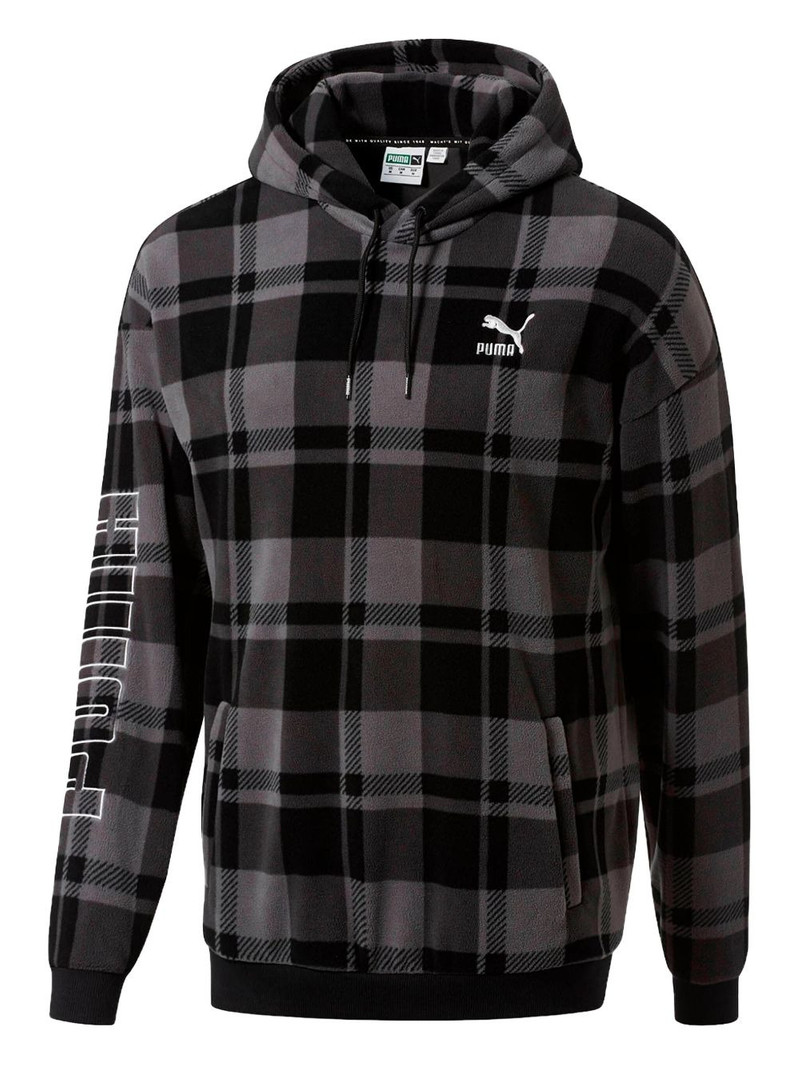 check-pattern drawstring hoodie 1