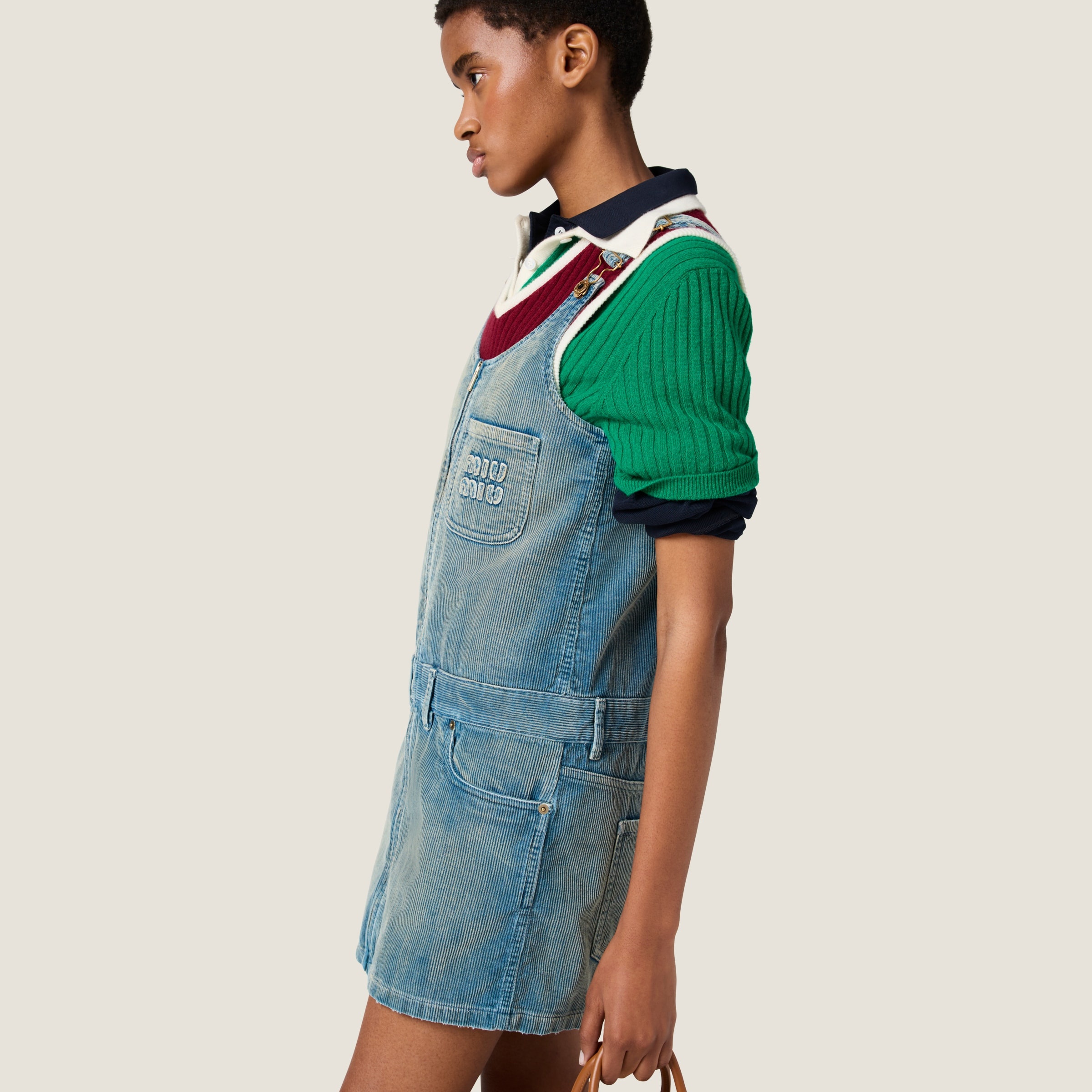 Washed corduroy mini-dress - 5