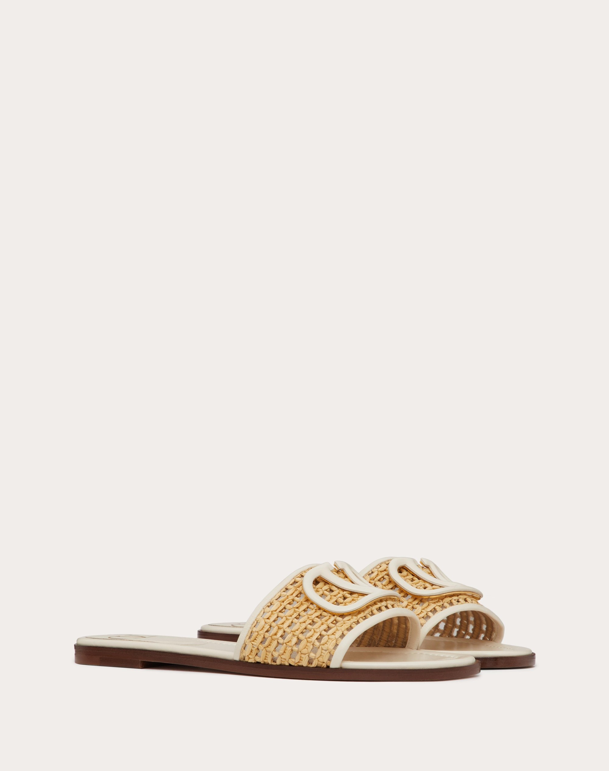 VLOGO SIGNATURE WOVEN RAFFIA SLIDE SANDAL 80MM - 2
