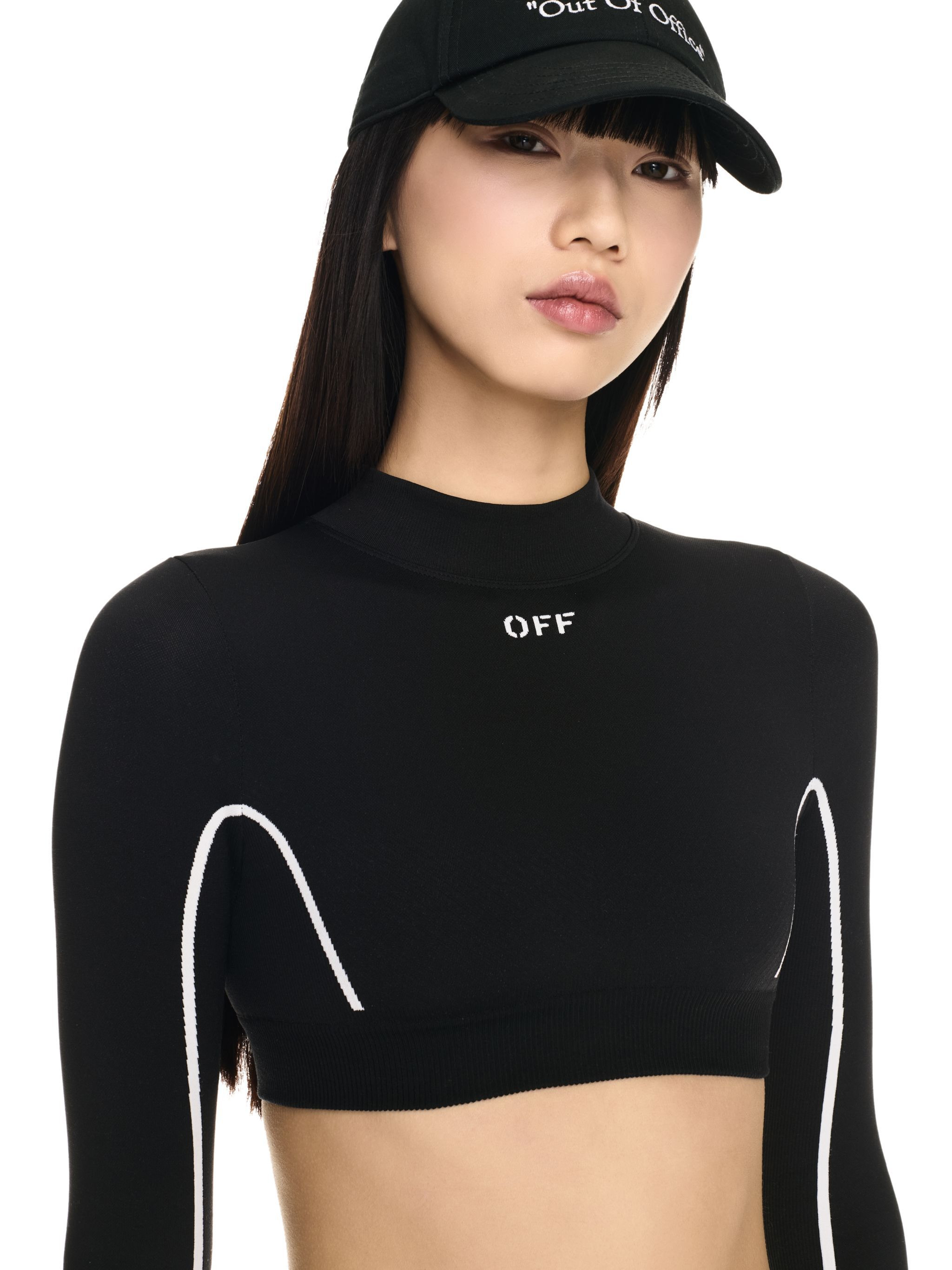 Black Stamp Seamless Crop Top - 5