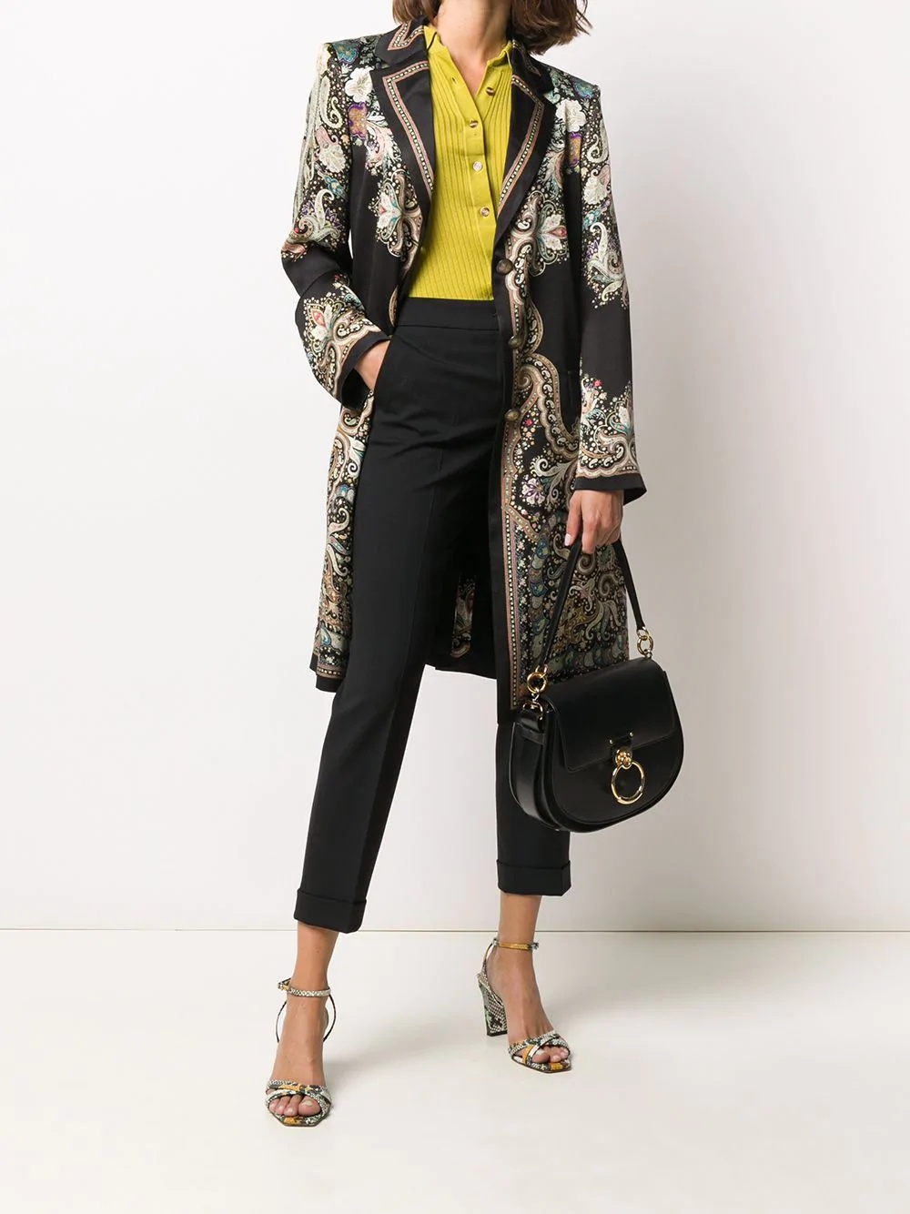 satin paisley-print coat - 2