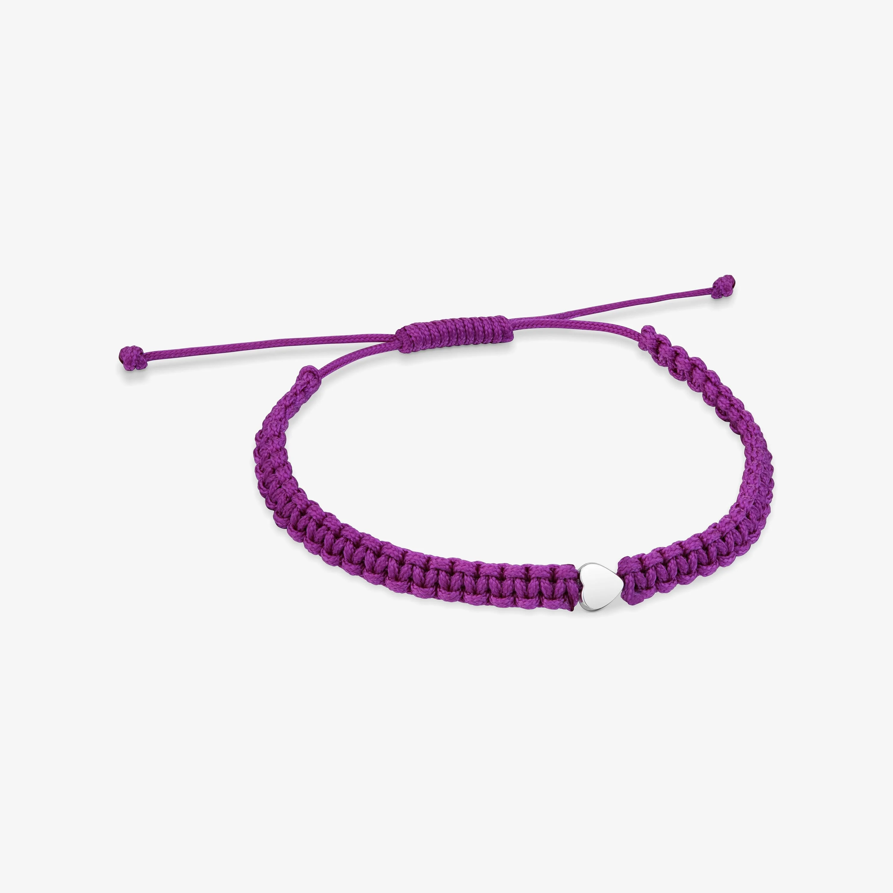 Silver and lilac-colored nylon Bracelet with heart TOUS Motifs - 1