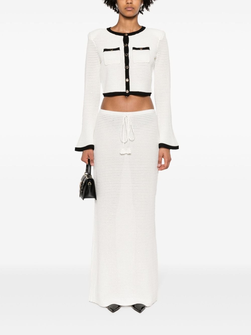 pointelle-knit cropped cardigan - 2