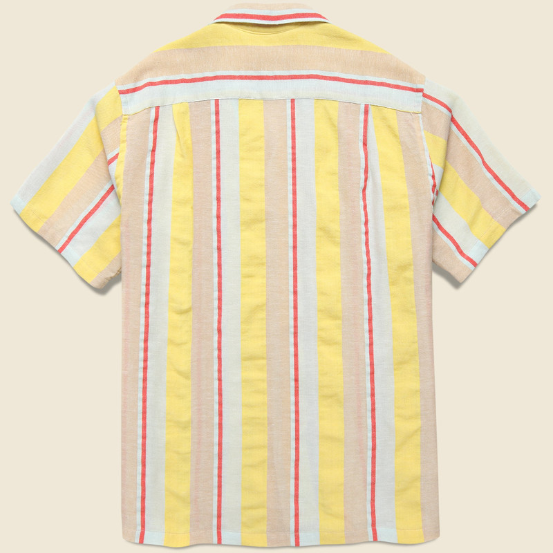 Portuguese Flannel Striped Boat Camp Shirt - Yellow outlook