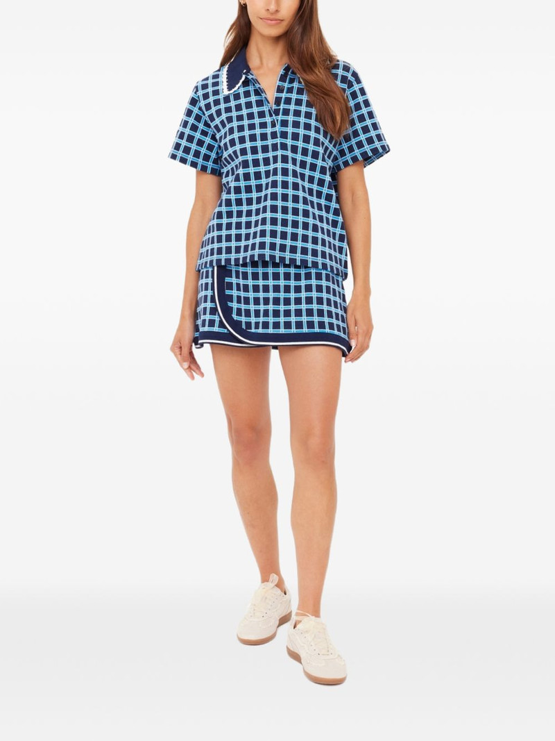 THE UPSIDE Clubhouse Dom checked crochet-trim polo shirt outlook