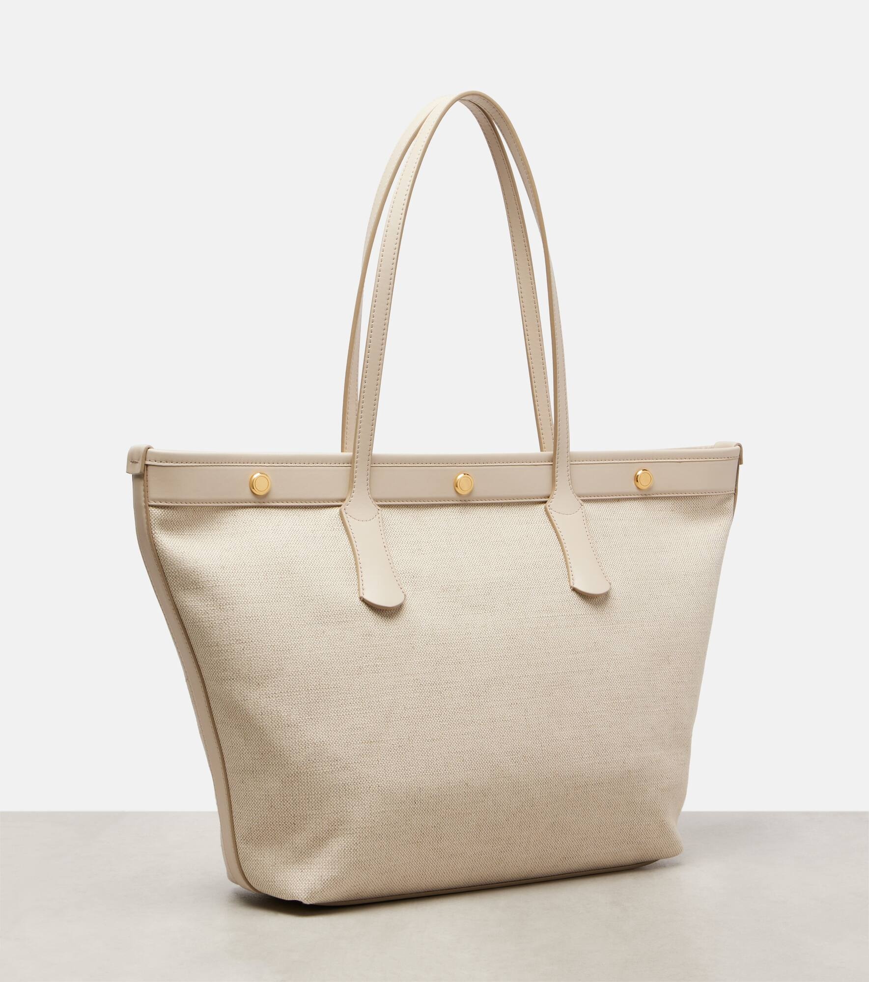 Canvas and leather tote bag - 4