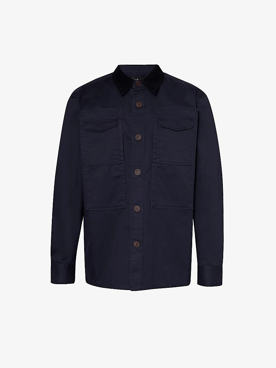 Faulkner corduroy-collar cotton-twill overshirt - 1
