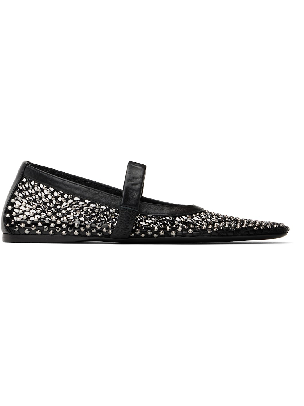 Black Mesh Mary Jane Ballerina Flats - 1