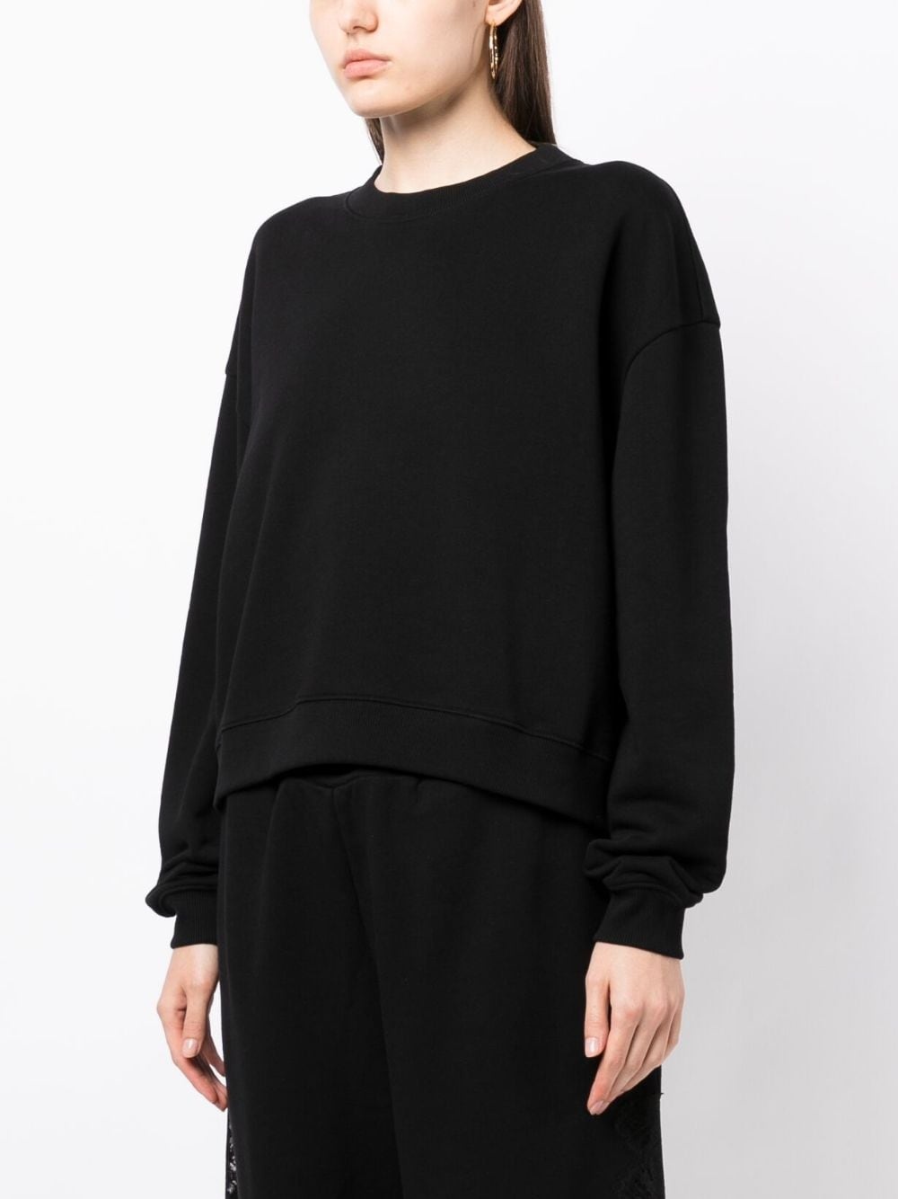 lace-detailing cotton sweatshirt - 3