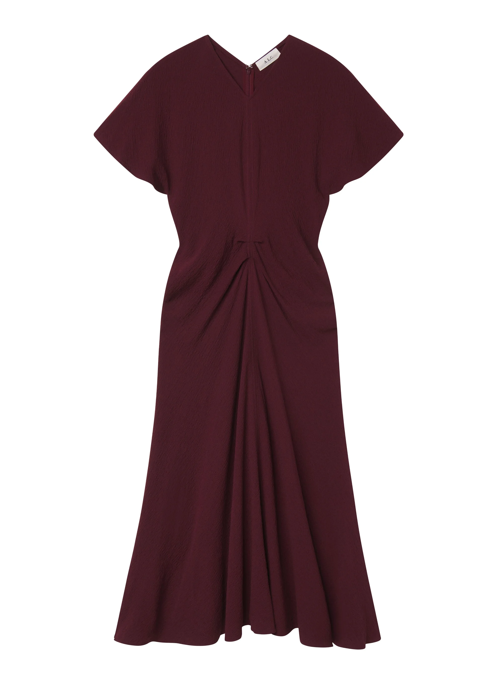 Rem Textured Crepe Ruched Midi Dress - 1