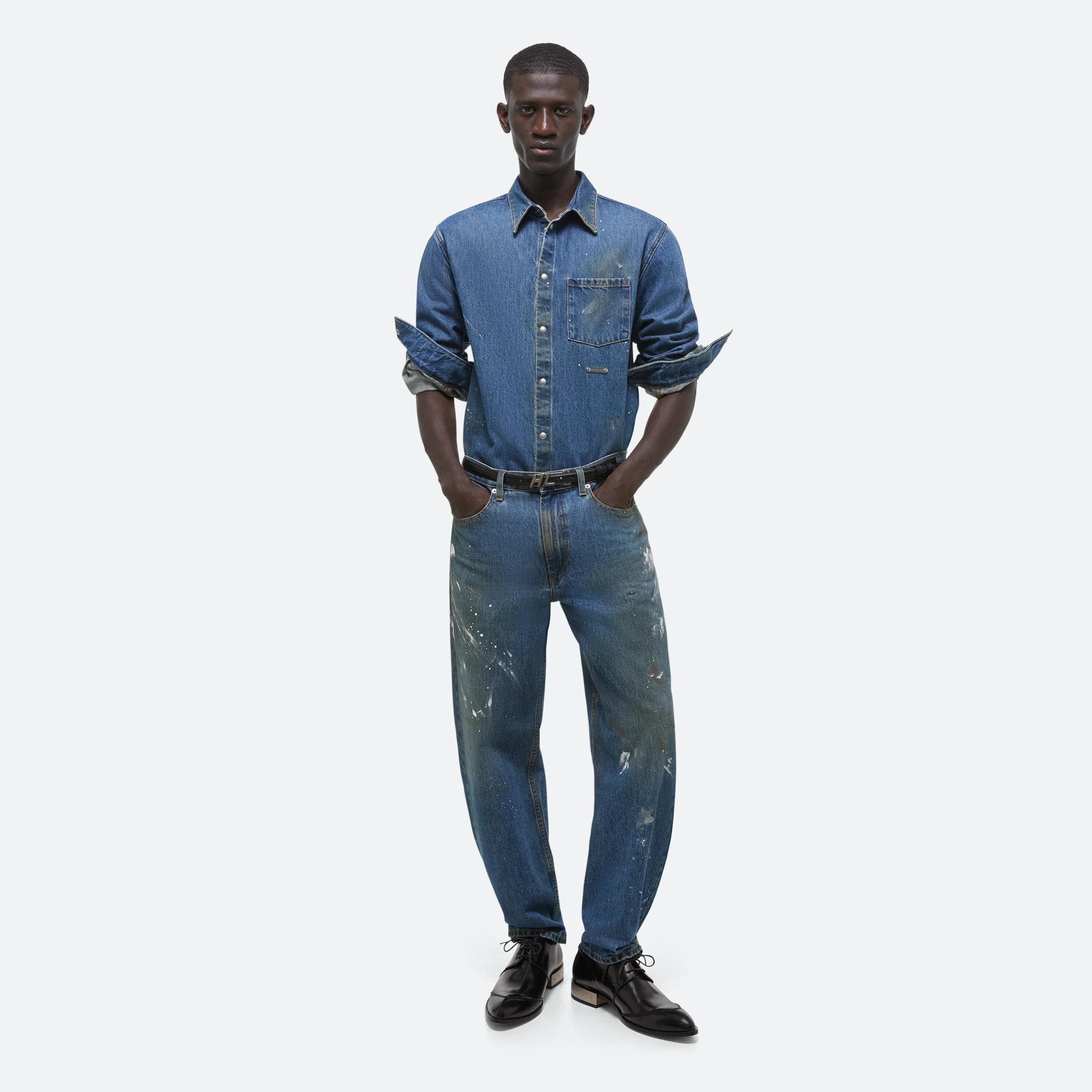 パンツ HELMUT LANG BOOT CUT Painted Denim 28 Helmut Lang Cropped Wide-Leg Painted Jeans | Saks Fifth Avenue