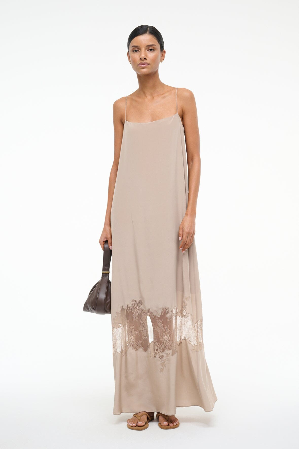 STAUD DELFINA SILK DRESS DUNE - 2