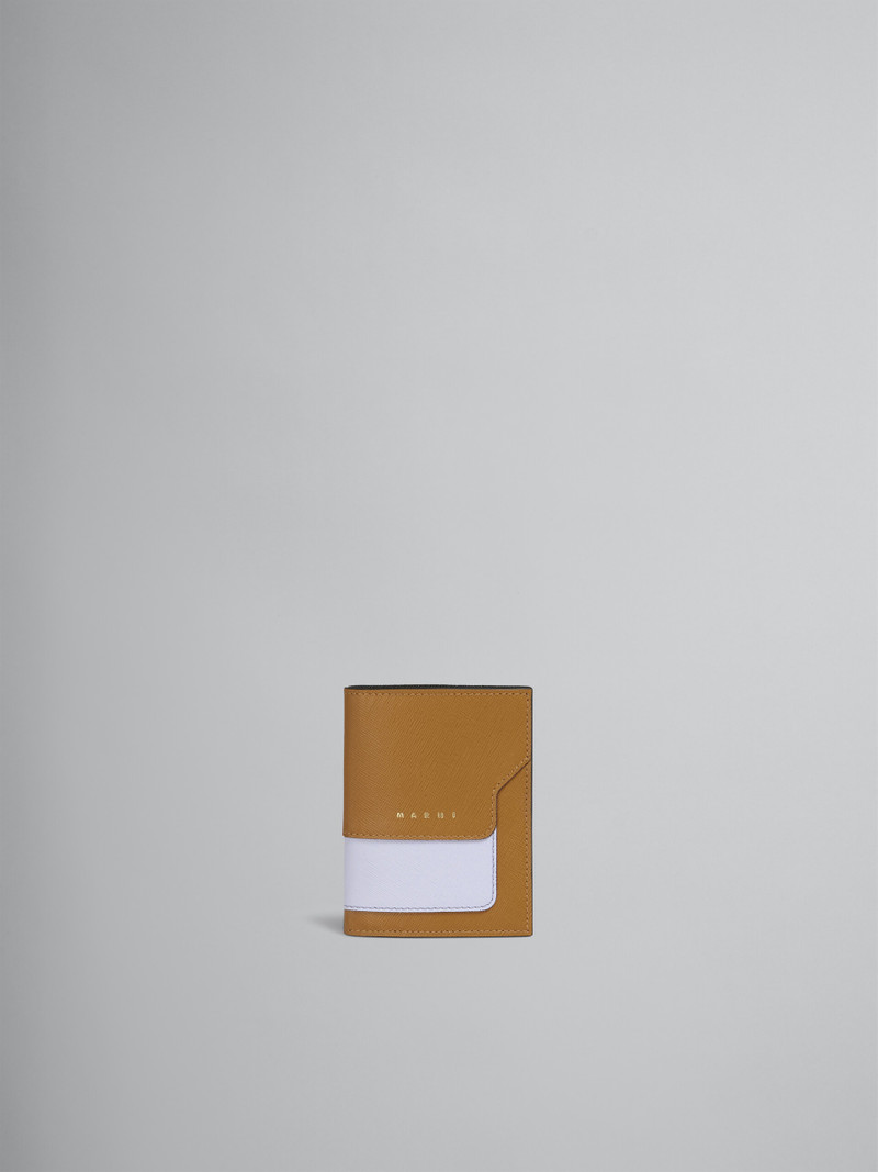 BROWN LILAC AND BLACK SAFFIANO LEATHER BI-FOLD WALLET 1