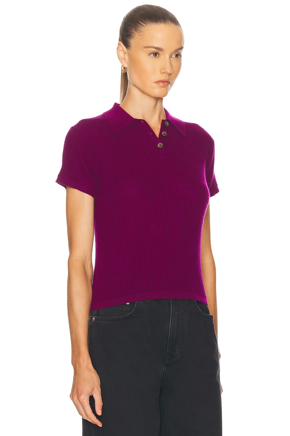 Shrunken Cashmere Polo Top - 2