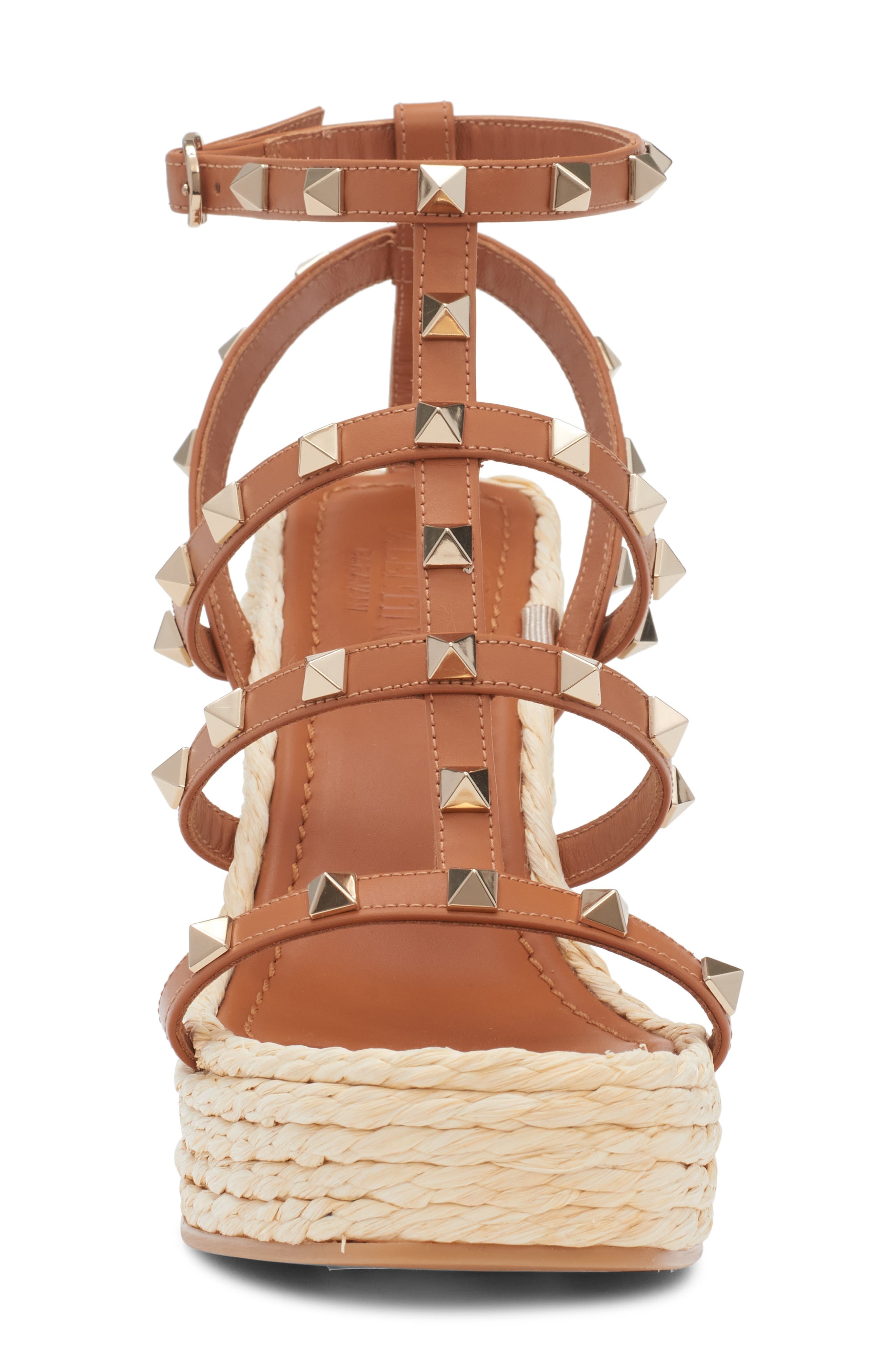 Valentino Garavani Rockstud Espadrille Wedge Sandal in Almond Beige/Naturale at Nordstrom - 4