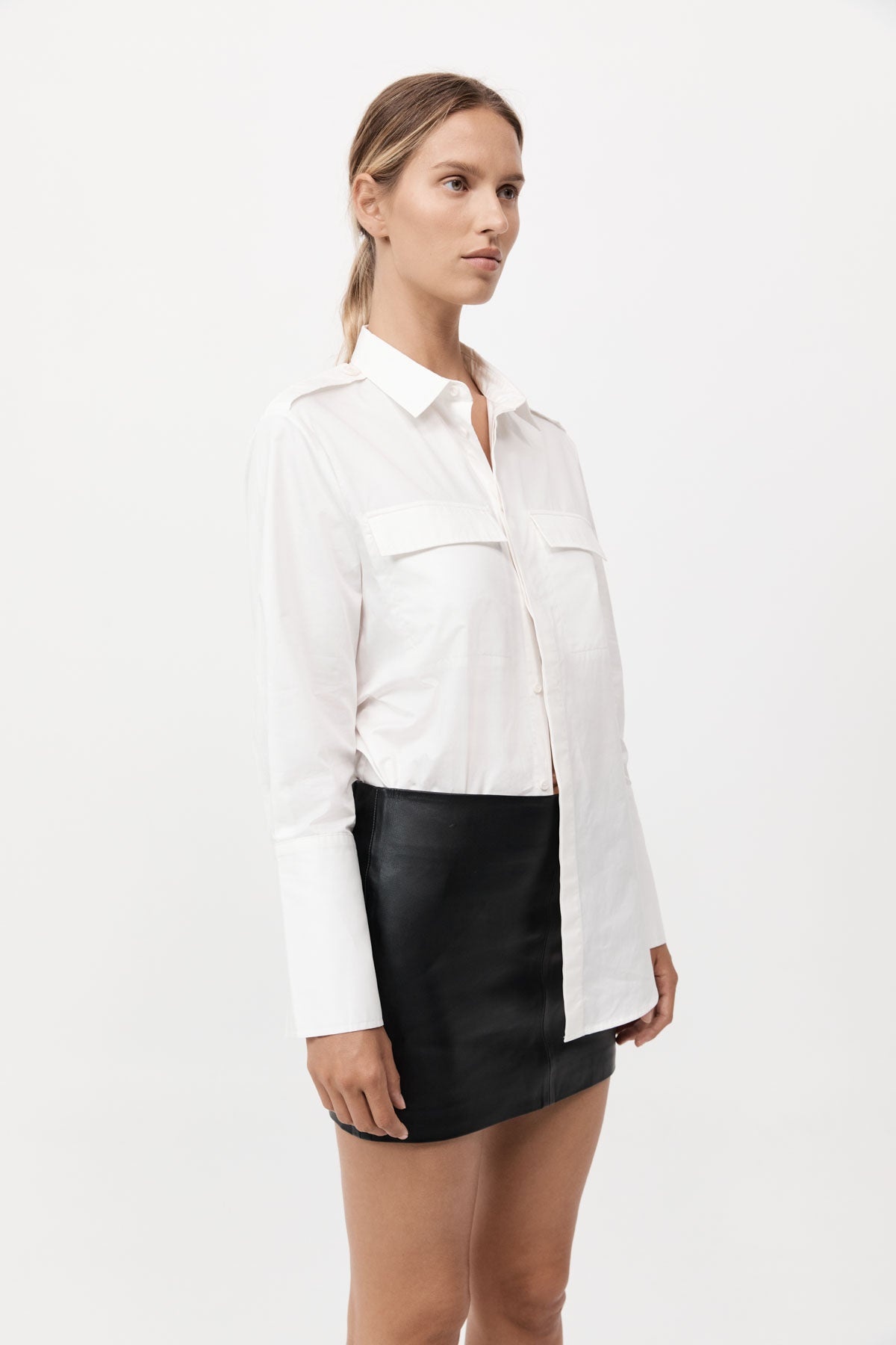 Leather Mini Skirt Black - 3