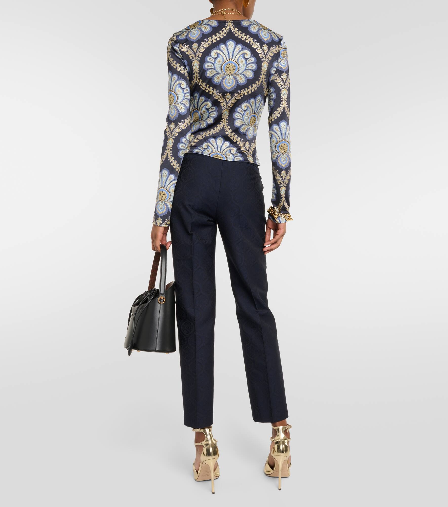 Scoop-neck paisley jersey top - 3