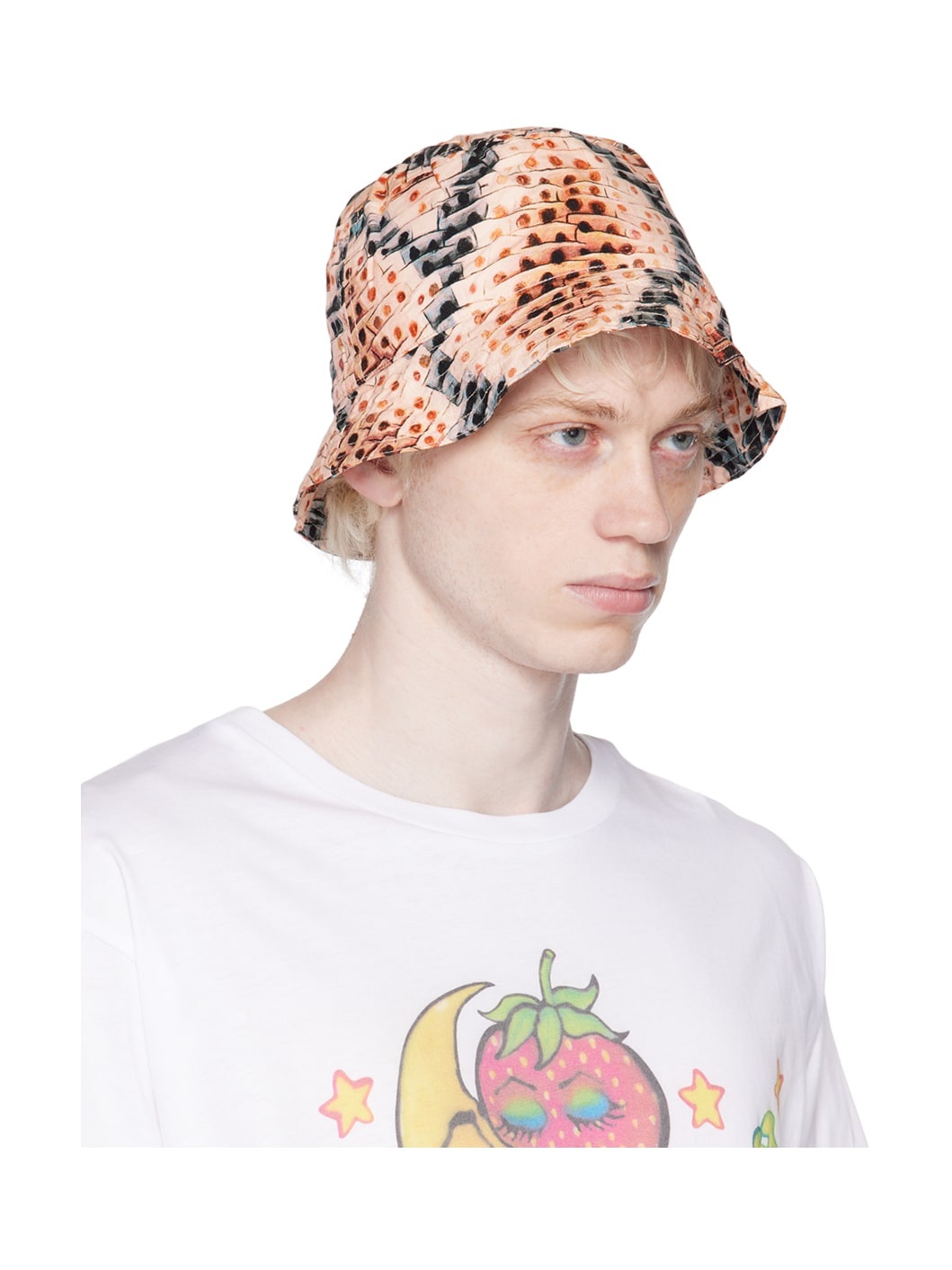 Beige Snake Print Bucket  Hat - 2