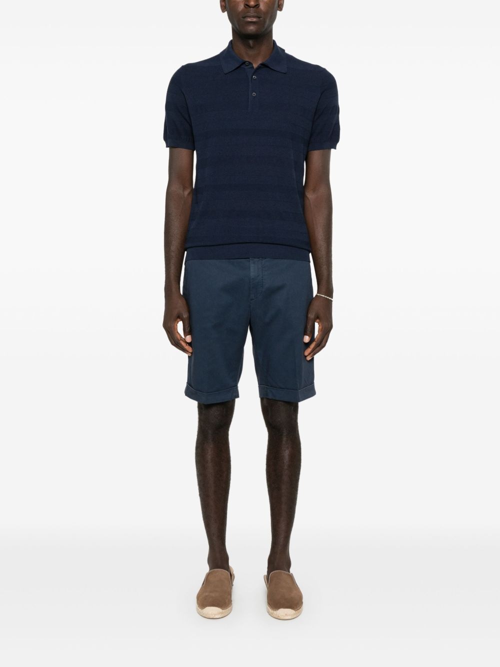ribbed-knit polo top - 2