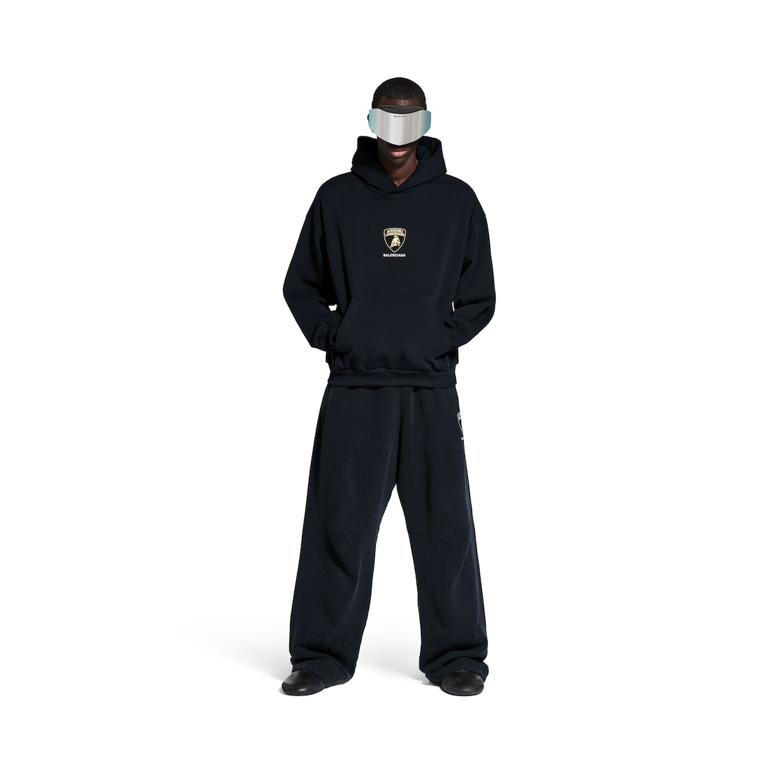 Men's Balenciaga I Automobili Lamborghini Hoodie Medium Fit in Black Faded - 2