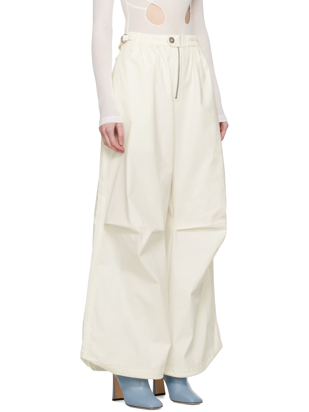 White Zip Trousers - 2