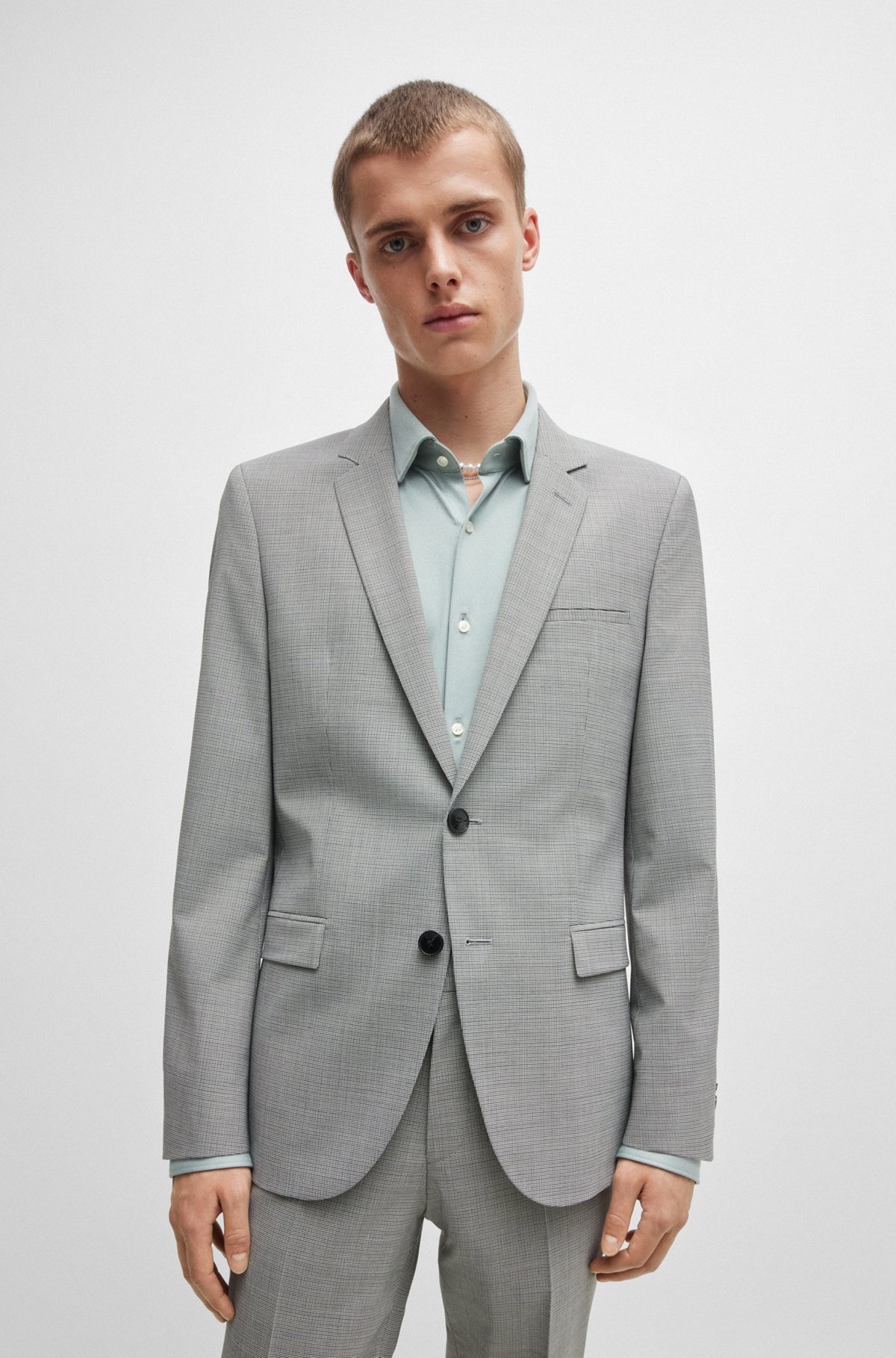 EXTRA-SLIM-FIT SUIT IN HOUNDSTOOTH PERFORMANCE-STRETCH FABRIC - 3