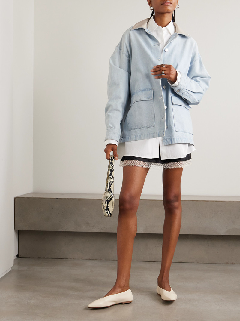 AGOLDE + Maria Mcmanus Oversized Leather-trimmed Denim Jacket outlook