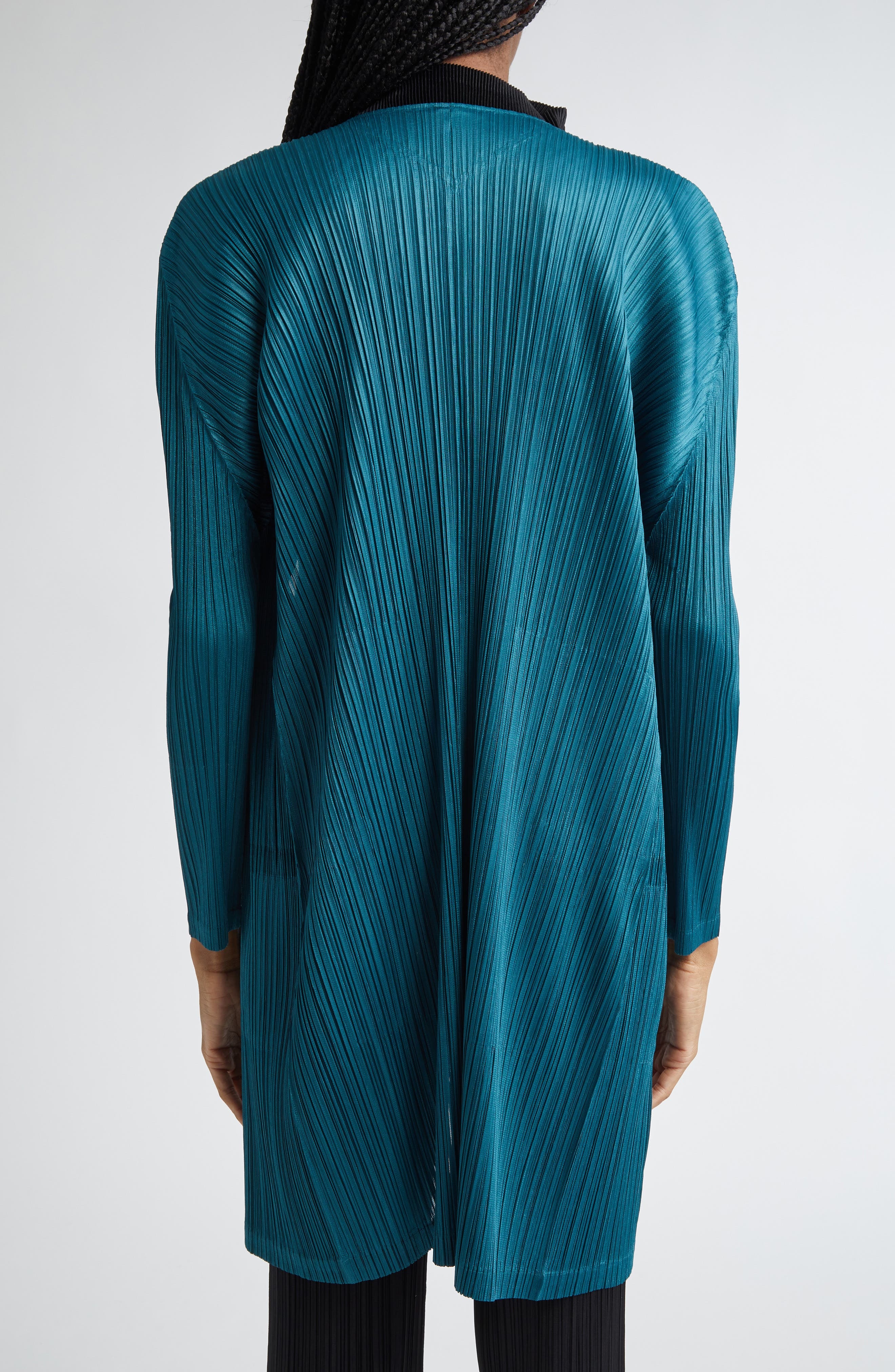 Pleats Please Issey Miyake Monthly Colors January Pleated Cardigan in Blue Green at Nordstrom - 2