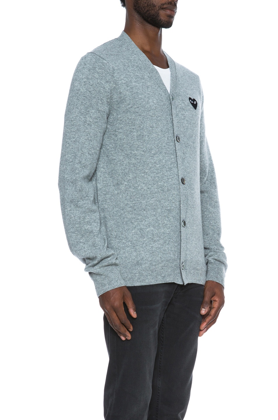 Lambswool Cardigan with Black Emblem - 4