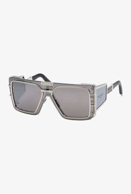 Silver-tone titanium shield-shaped Wonder Boy sunglasses - 2