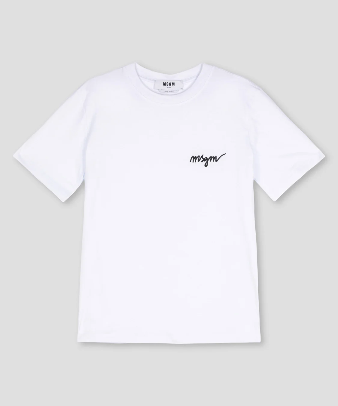 Round neck cotton T-shirt with embroidered logo - 1
