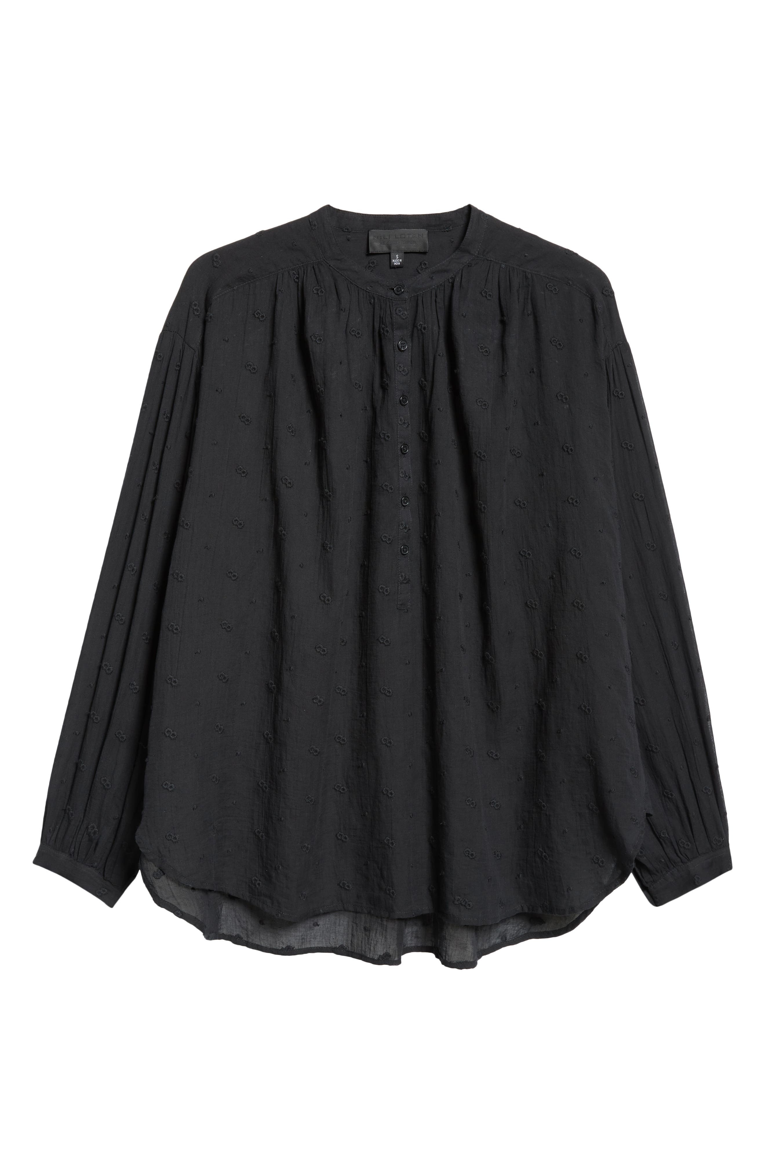 Nili Lotan Neville Embroidered Shirt in Black at Nordstrom - 6