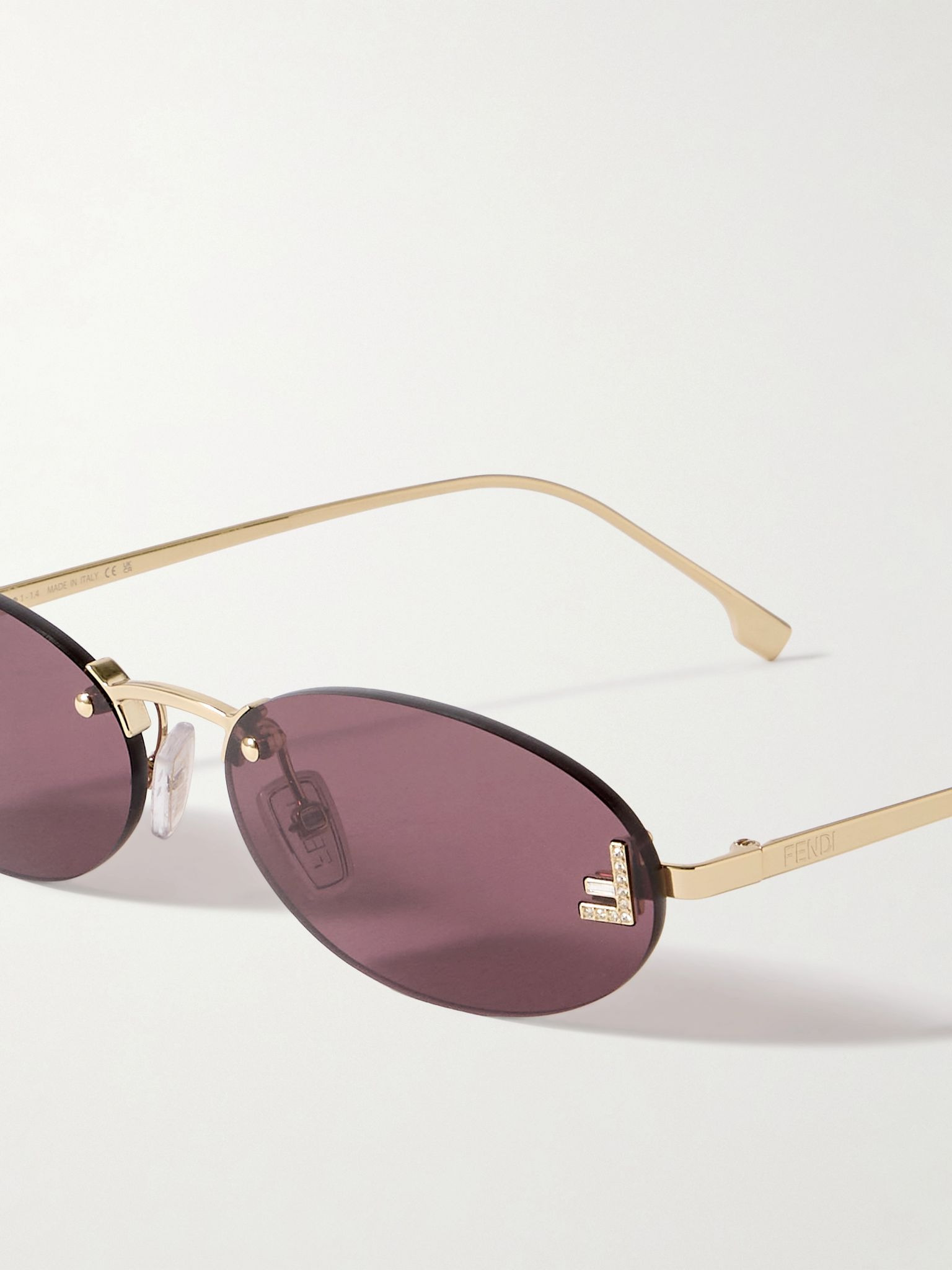 Rimless oval-frame crystal-embellished gold-tone sunglasses Gold - 4