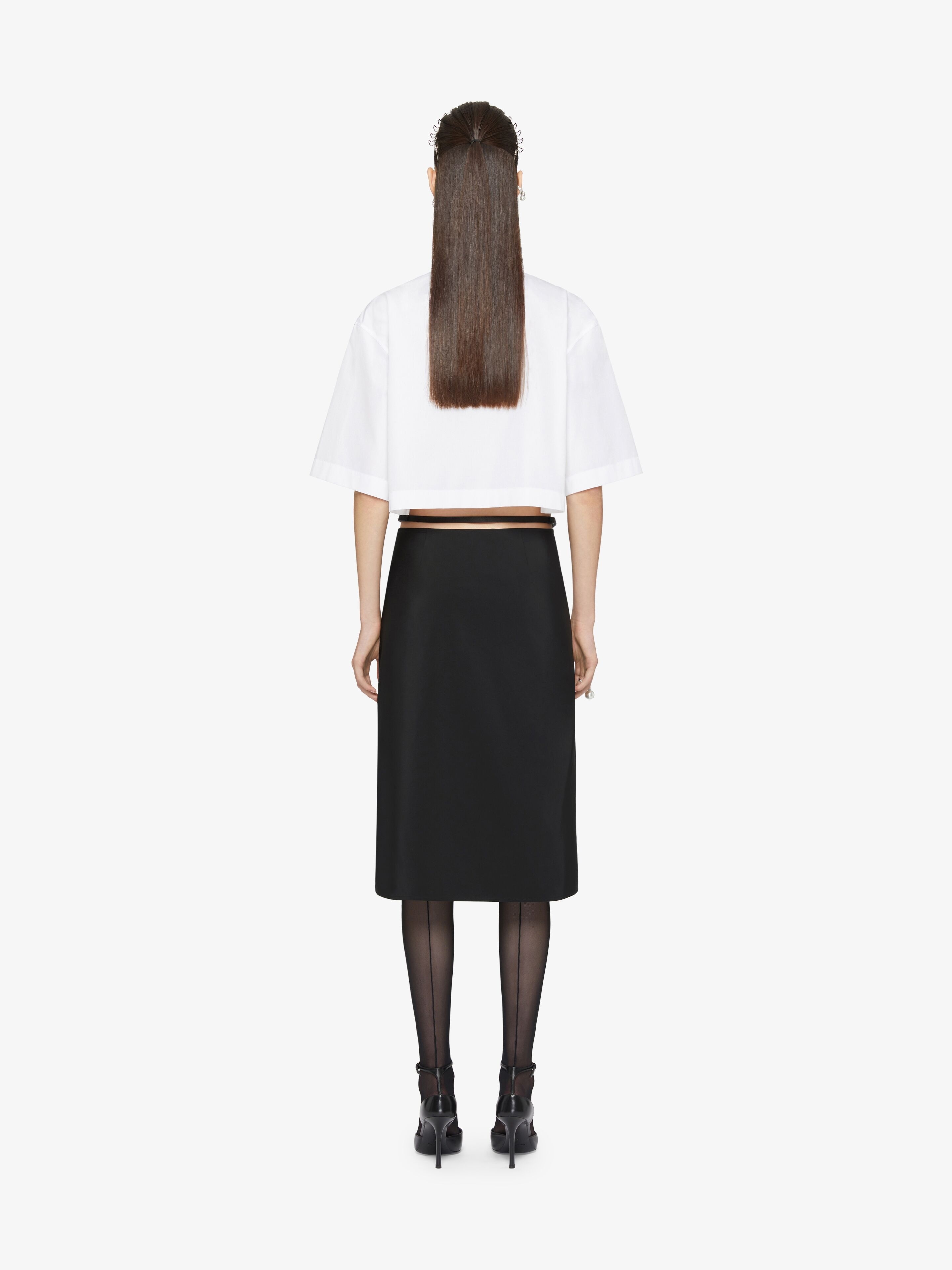 CROPPED SHIRT IN POPLIN WITH CRYSTALS - 4