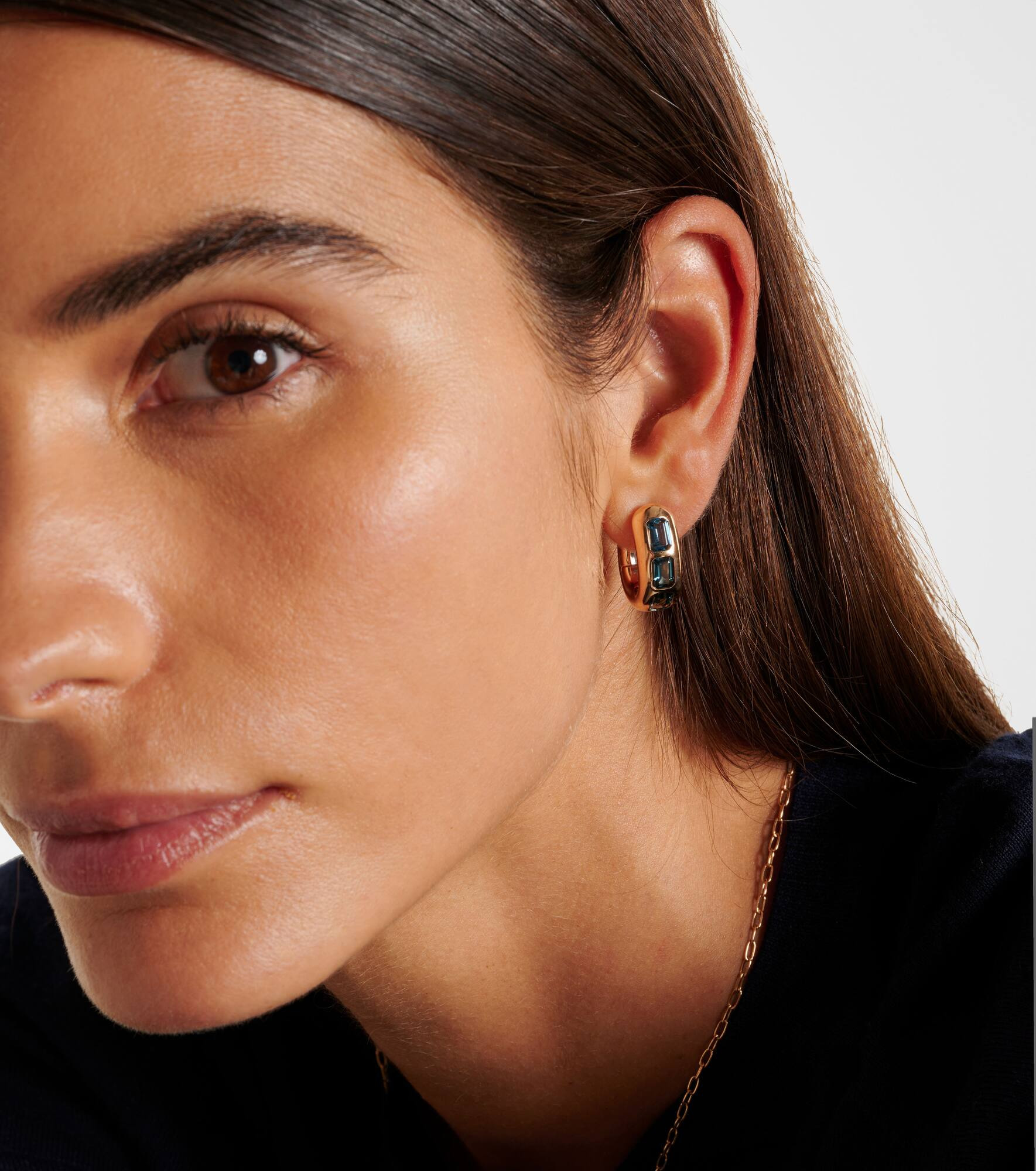 Iconica 18kt rose gold earrings with blue topaz - 2