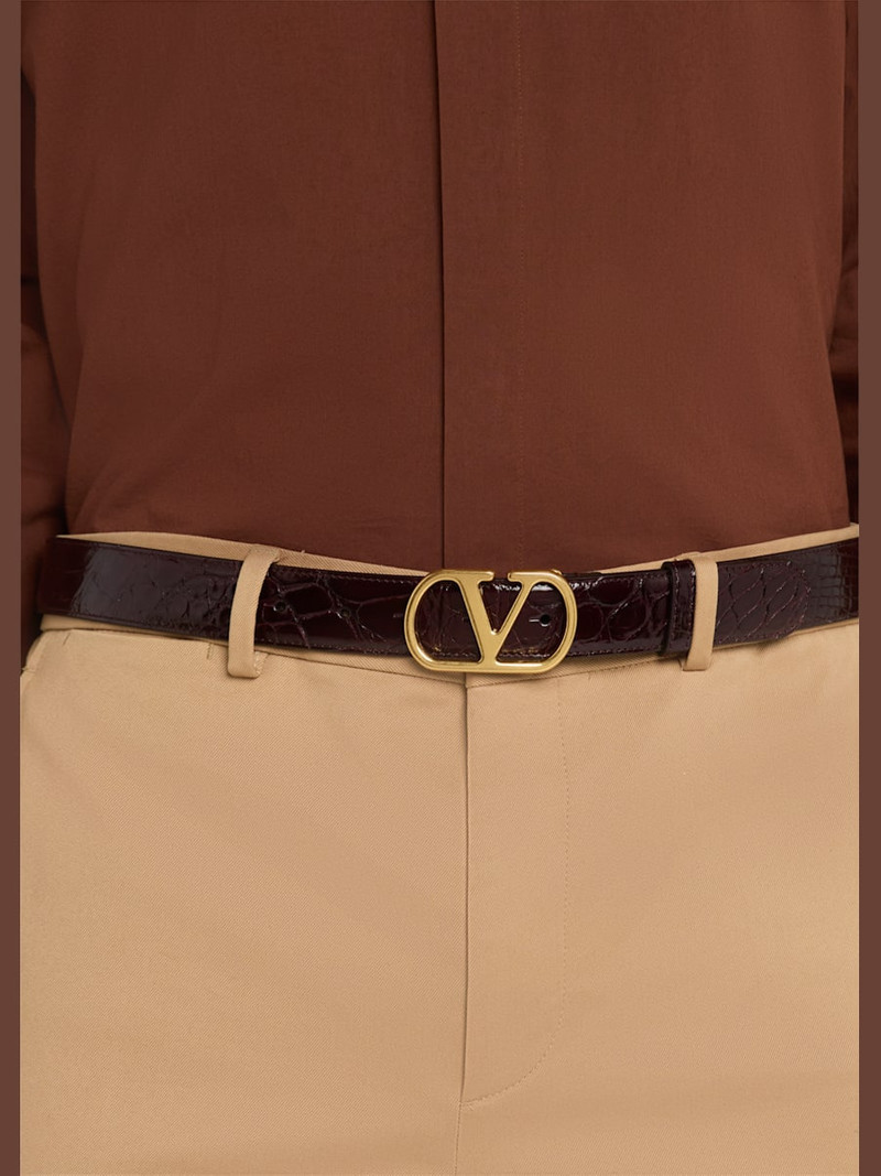 Valentino Men's VLogo-Buckle Alligator Belt outlook