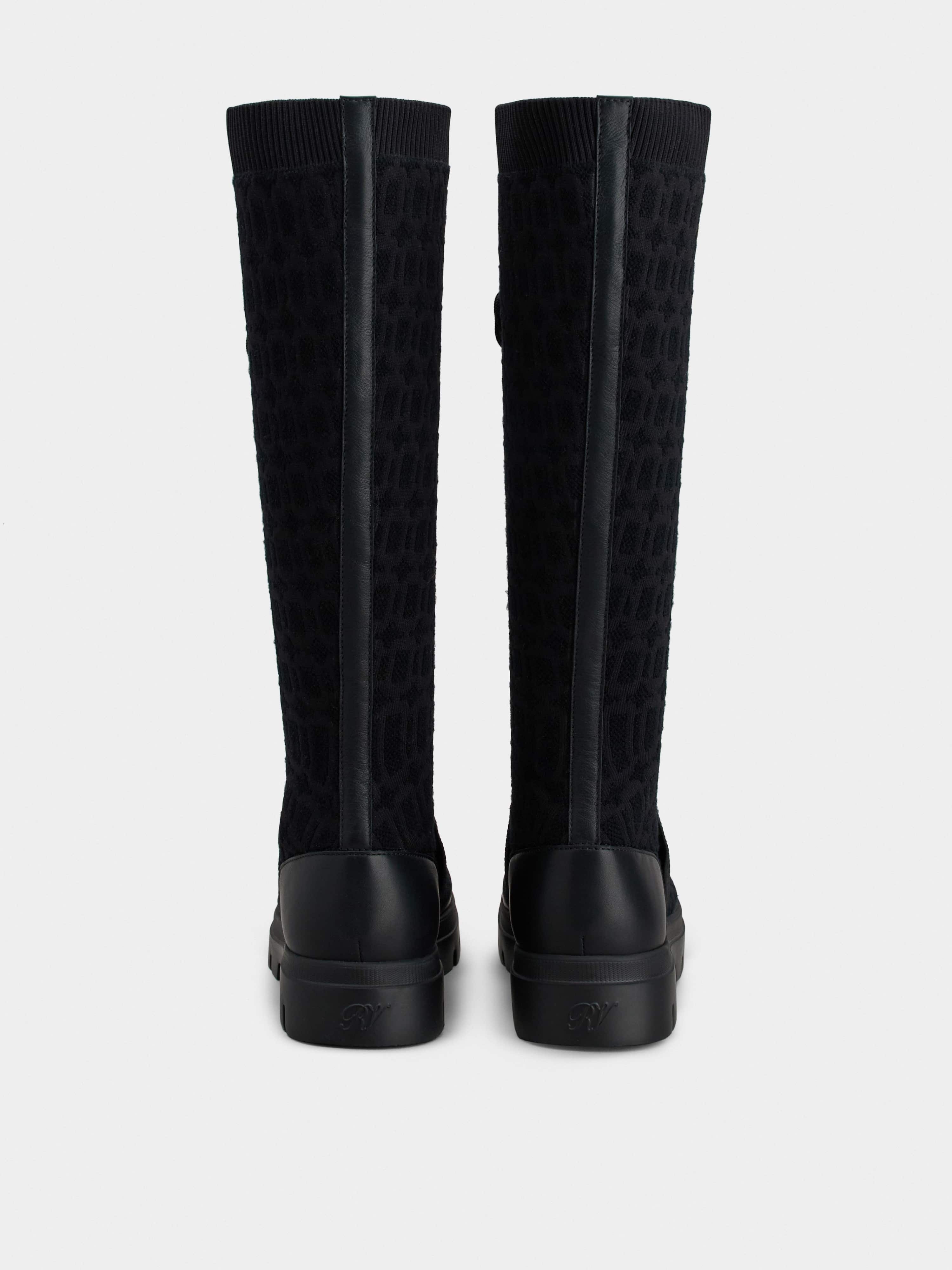 Walky Viv' Strass Buckle Socks Boots in Fabric and Leather - 5