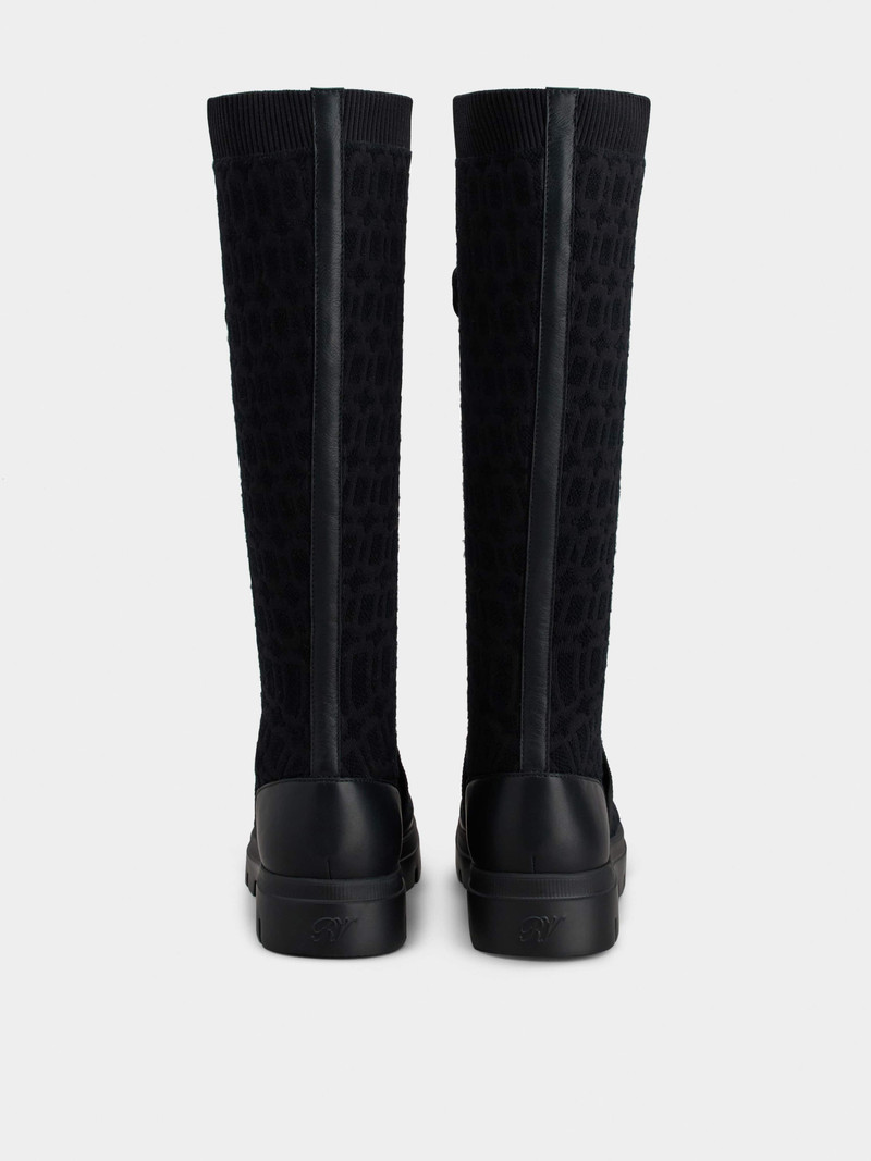 Walky Viv' Strass Buckle Socks Boots in Fabric and Leather 5