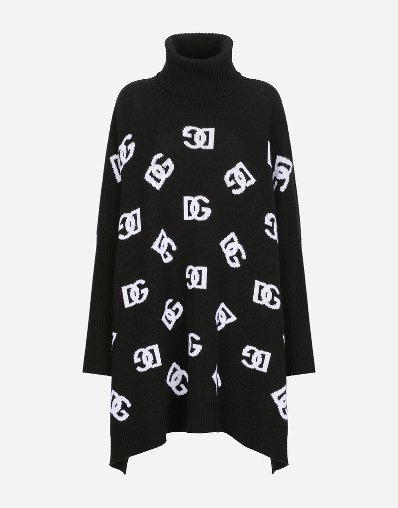Jacquard DG 로고를 가진 모직 poncho 1
